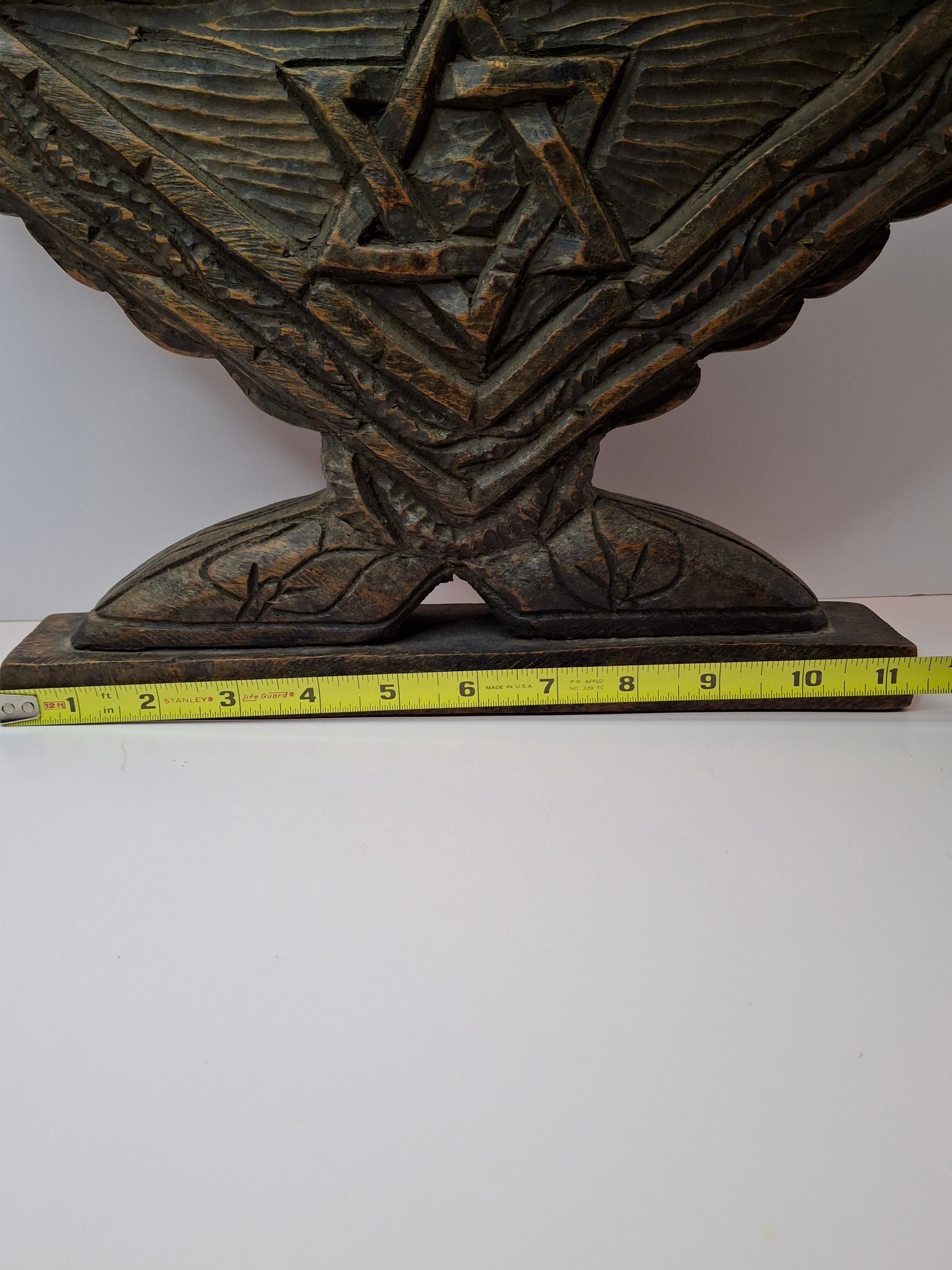 Vintage Hand Carved Wood Menorah High Relief Star of David Signed Sepe Judaica