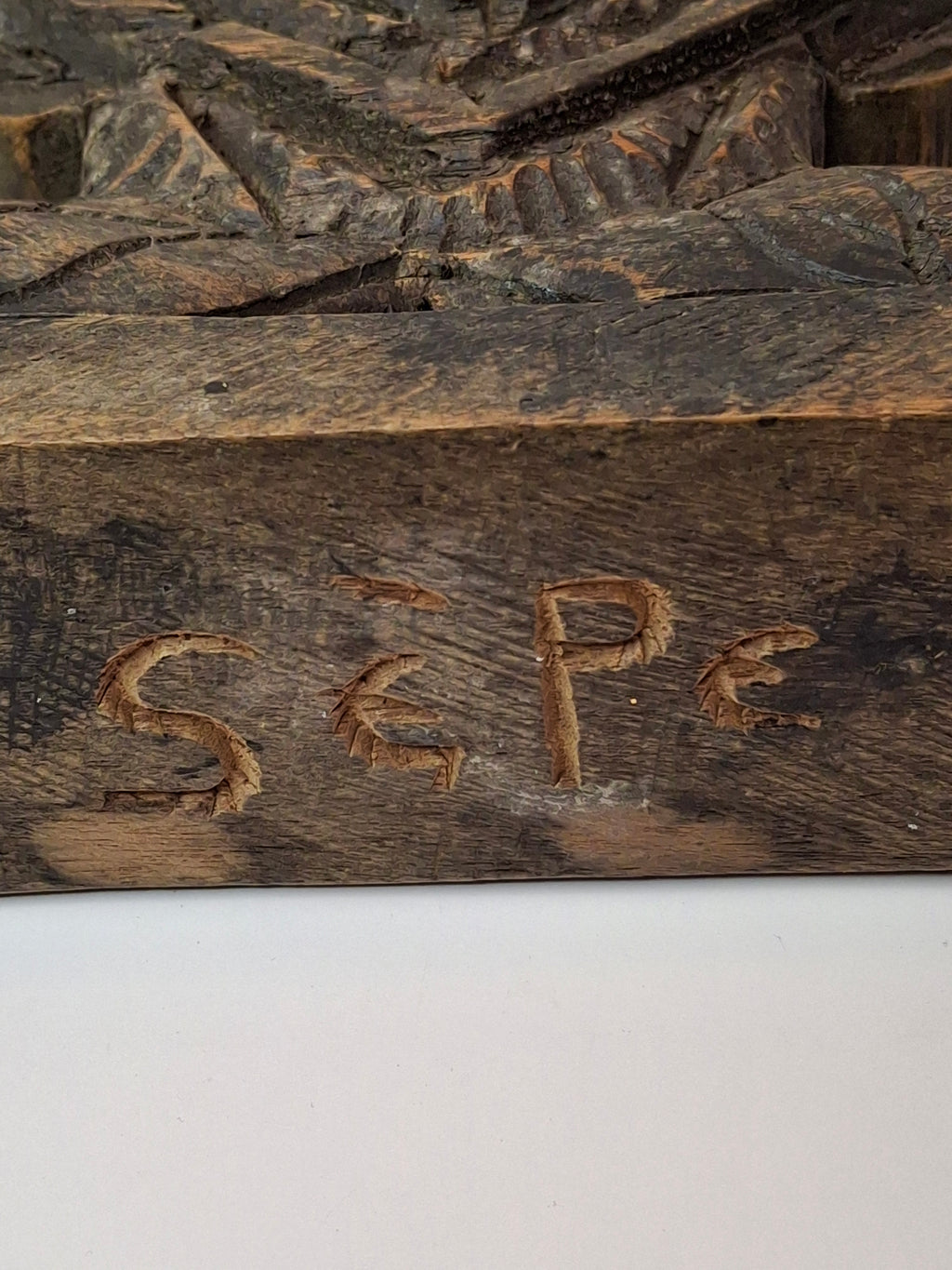 Vintage Hand Carved Wood Menorah High Relief Star of David Signed Sepe Judaica
