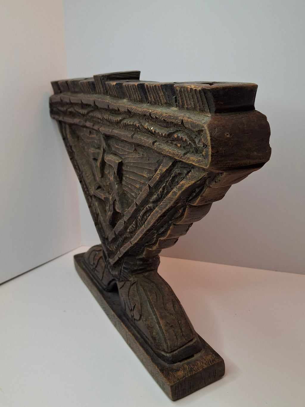 Vintage Hand Carved Wood Menorah High Relief Star of David Signed Sepe Judaica