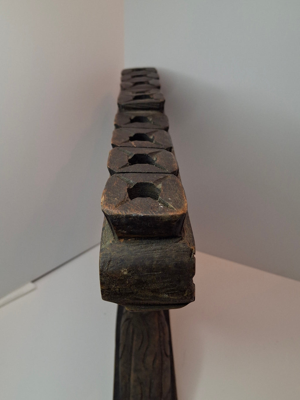 Vintage Hand Carved Wood Menorah High Relief Star of David Signed Sepe Judaica