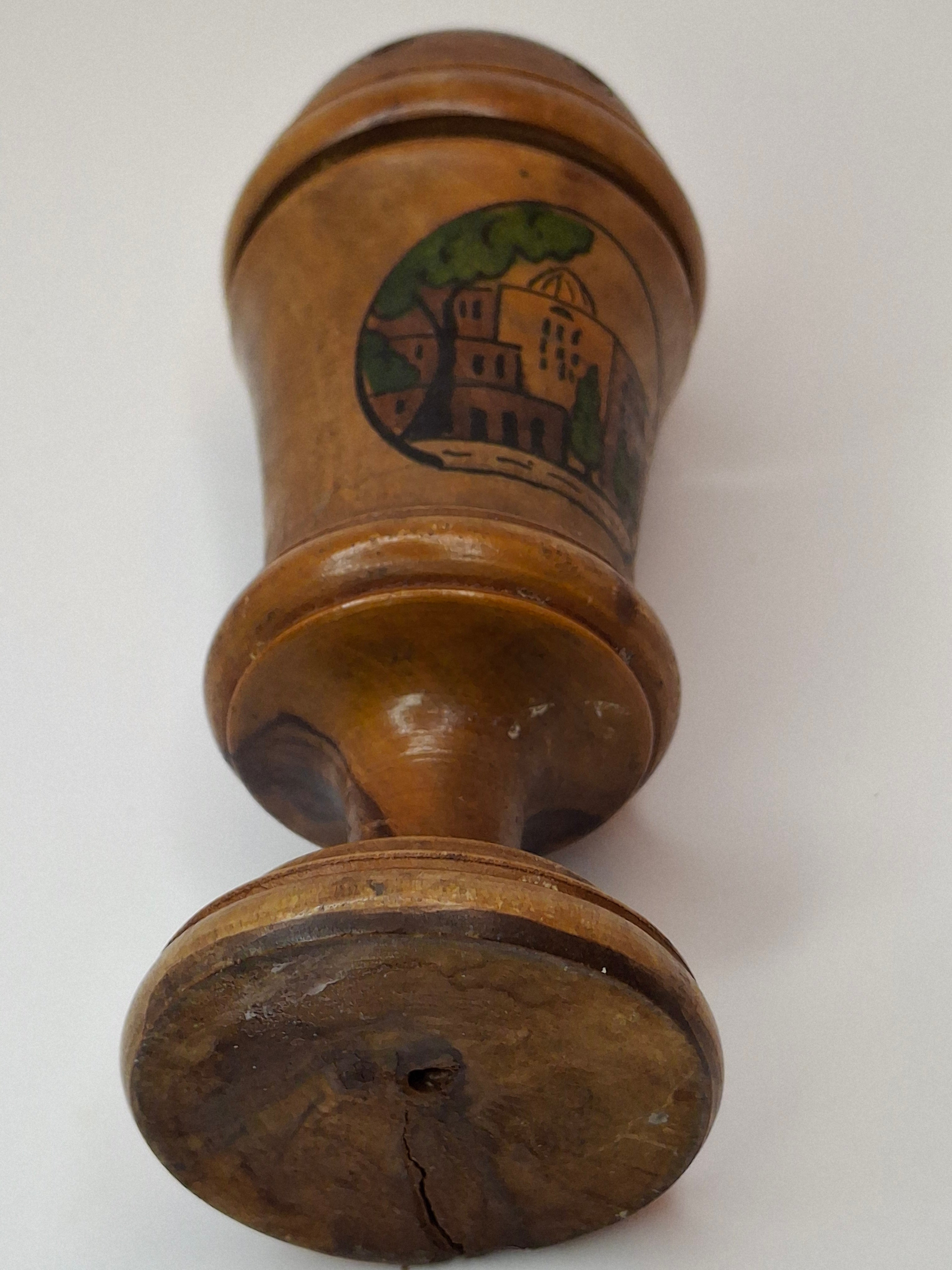Antique Bezalel Jerusalem Olive Wood Spice Box Besamim Holder 1920s Palestine Era