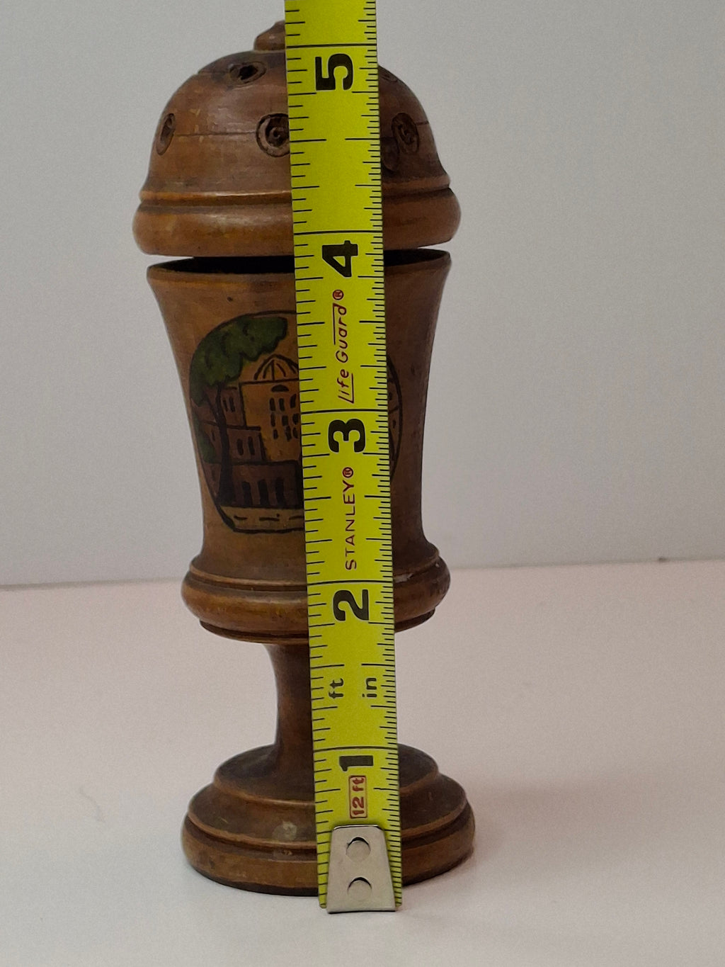 Antique Bezalel Jerusalem Olive Wood Spice Box Besamim Holder 1920s Palestine Era