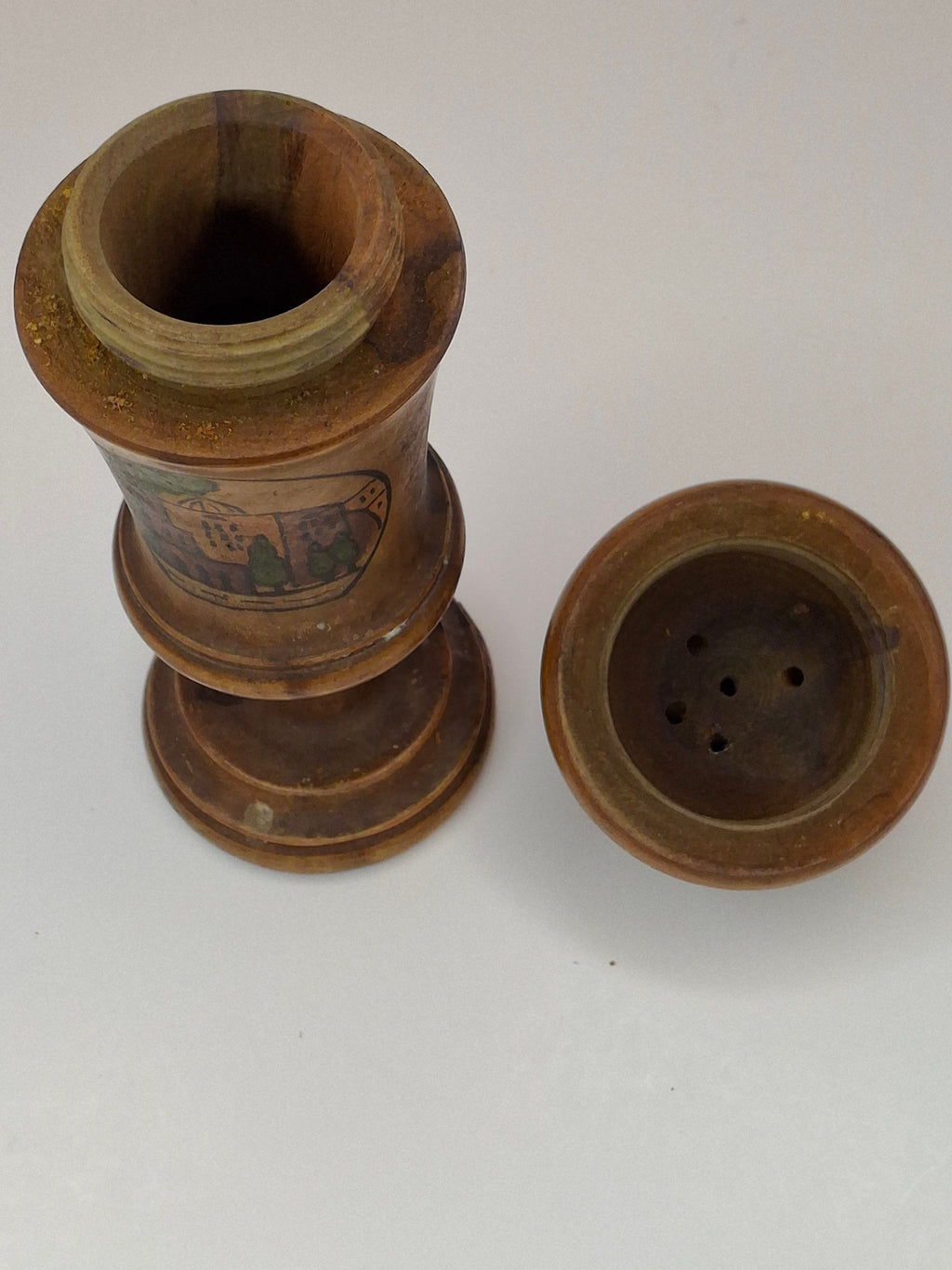 Antique Bezalel Jerusalem Olive Wood Spice Box Besamim Holder 1920s Palestine Era