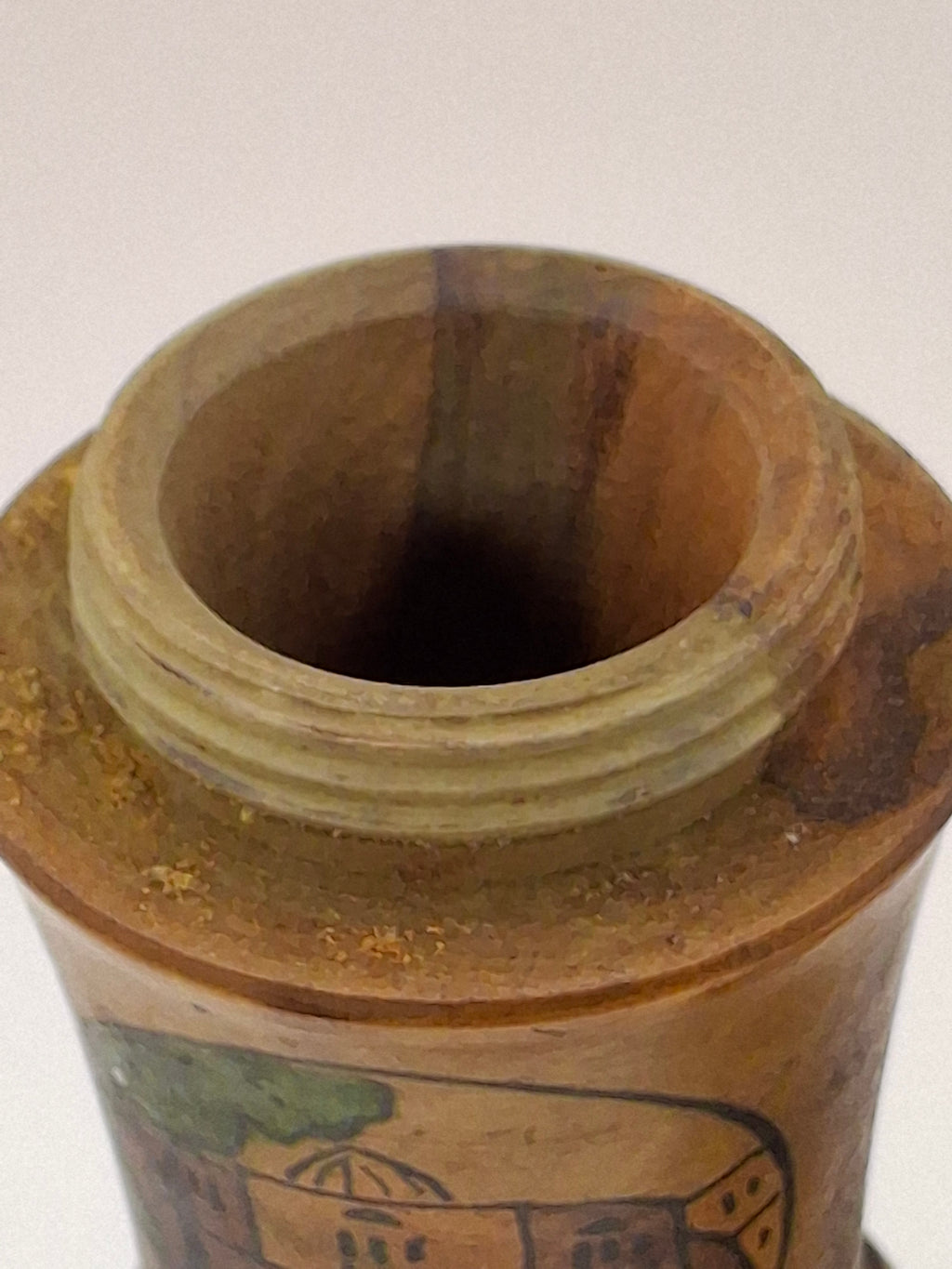 Antique Bezalel Jerusalem Olive Wood Spice Box Besamim Holder 1920s Palestine Era