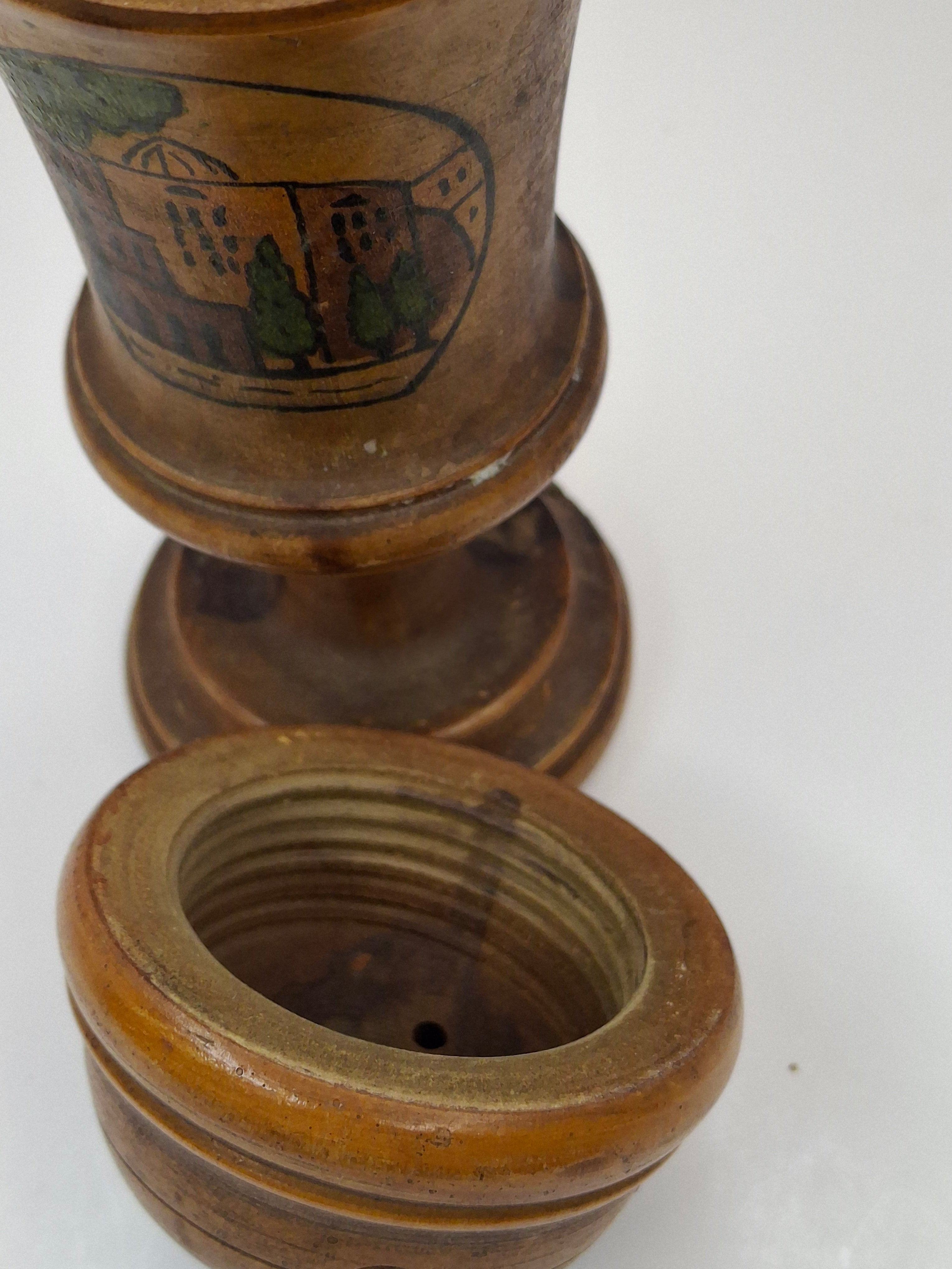 Antique Bezalel Jerusalem Olive Wood Spice Box Besamim Holder 1920s Palestine Era