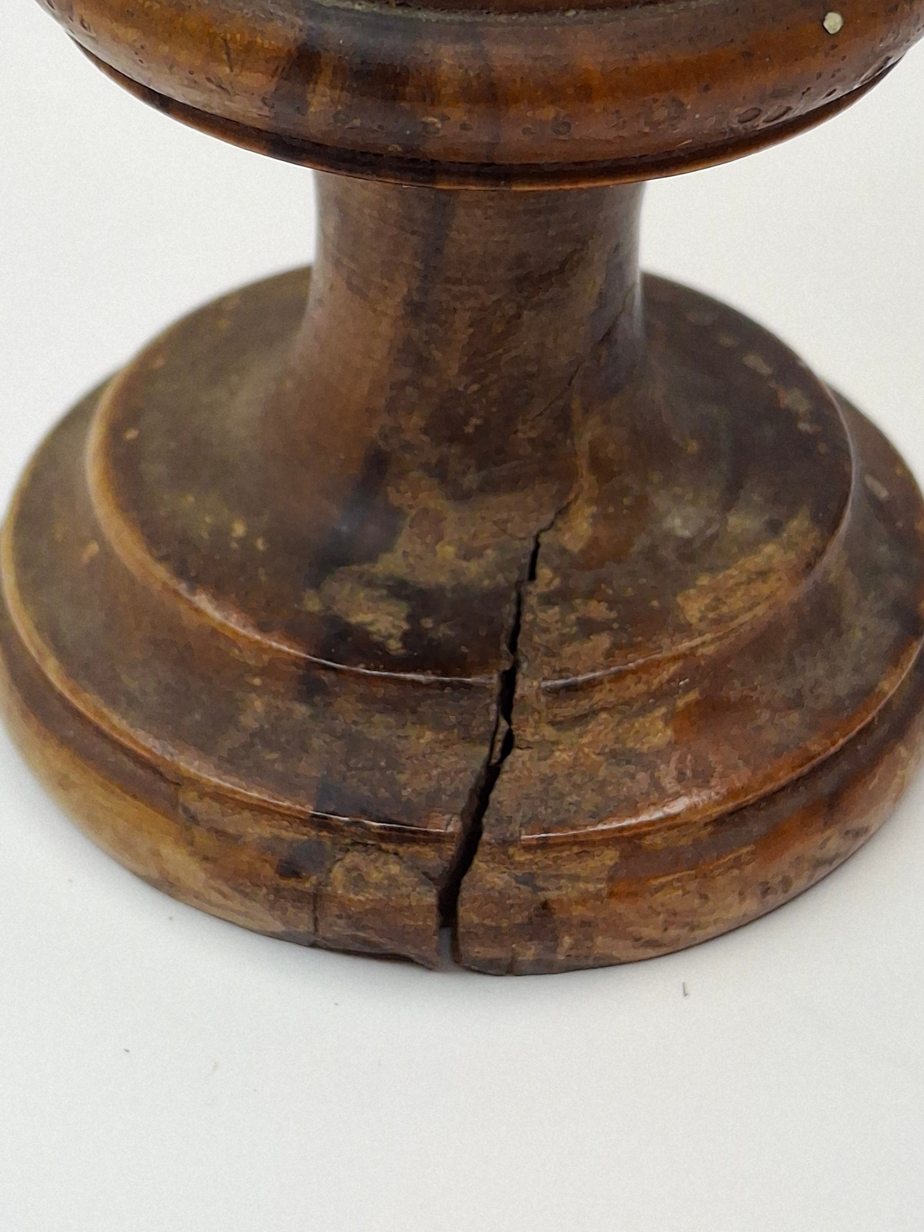 Antique Bezalel Jerusalem Olive Wood Spice Box Besamim Holder 1920s Palestine Era