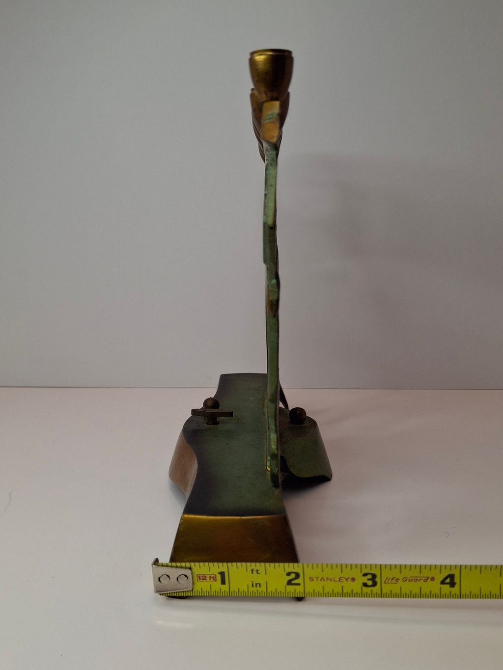 Vintage Musical Israel Brass Hannukah Menorah Thorens Movement 12 Tribes Lions Chanukiah
