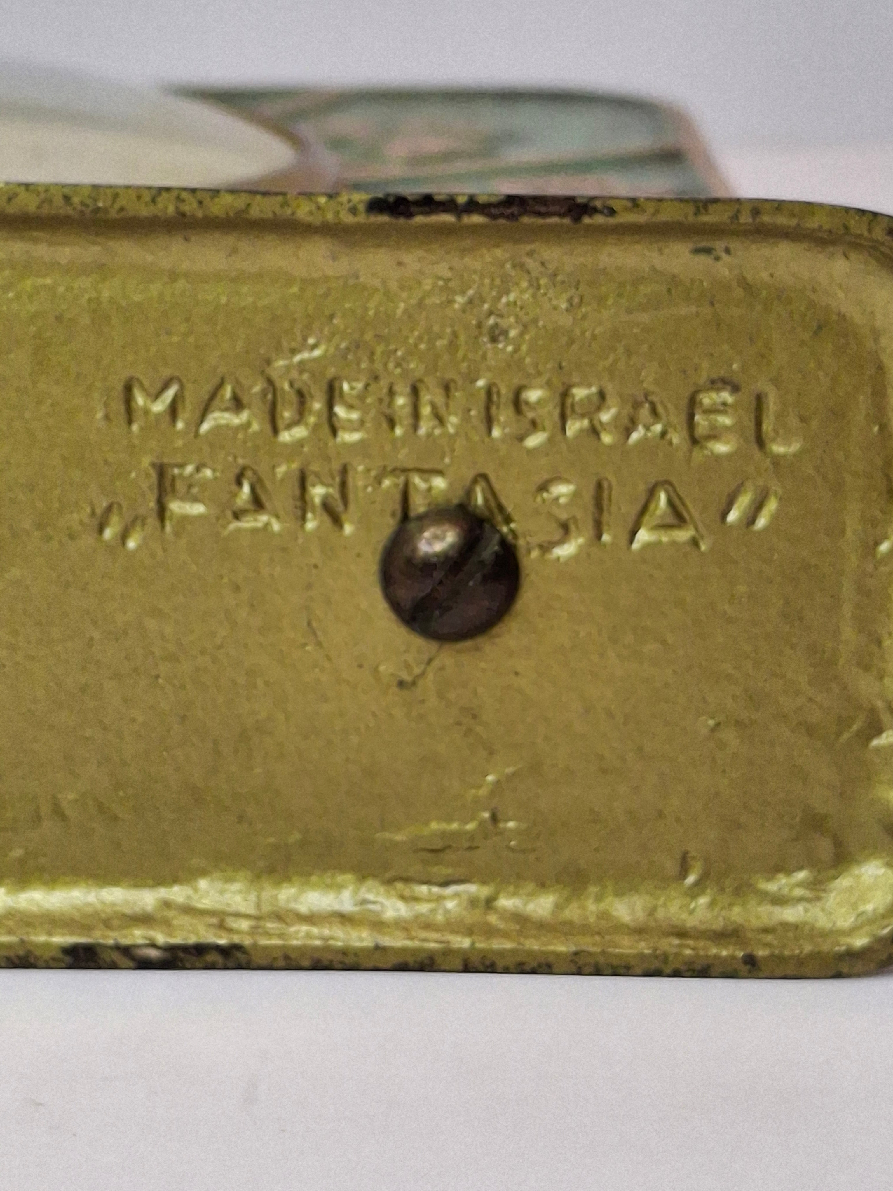 Vintage Bayard Fantasia Israel Brass Clock 12 Tribes of Israel Verdigris Judaica