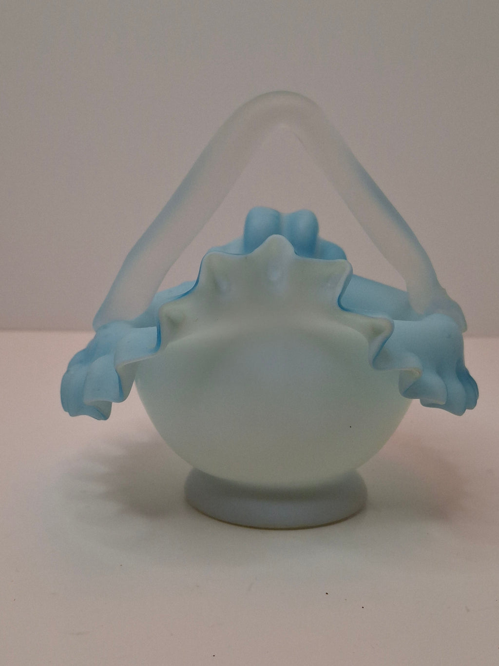 Antique Stevens & Williams Blue Cased Art Glass Bride Basket Rough Pontil 365nm Glow