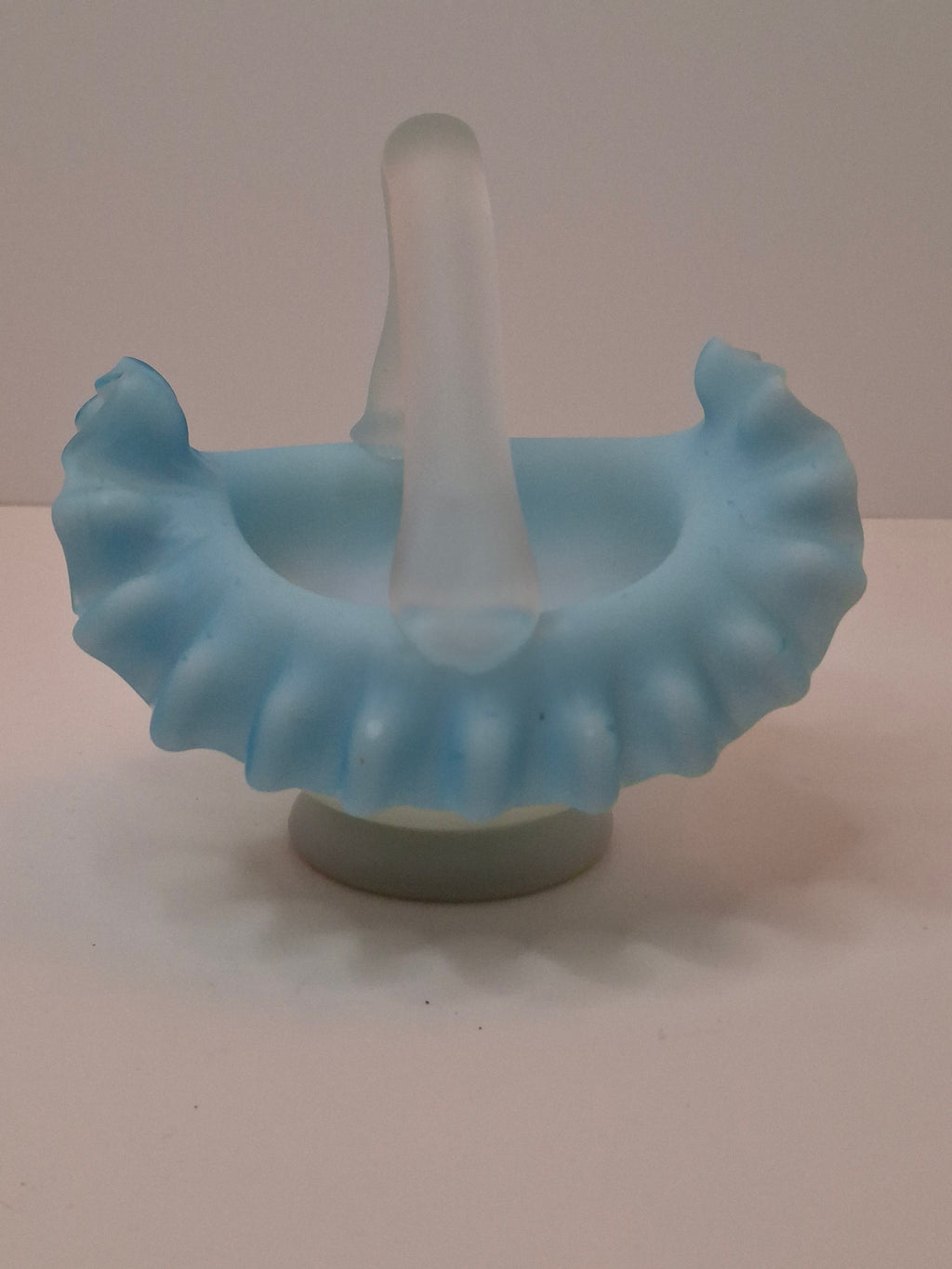 Antique Stevens & Williams Blue Cased Art Glass Bride Basket Rough Pontil 365nm Glow