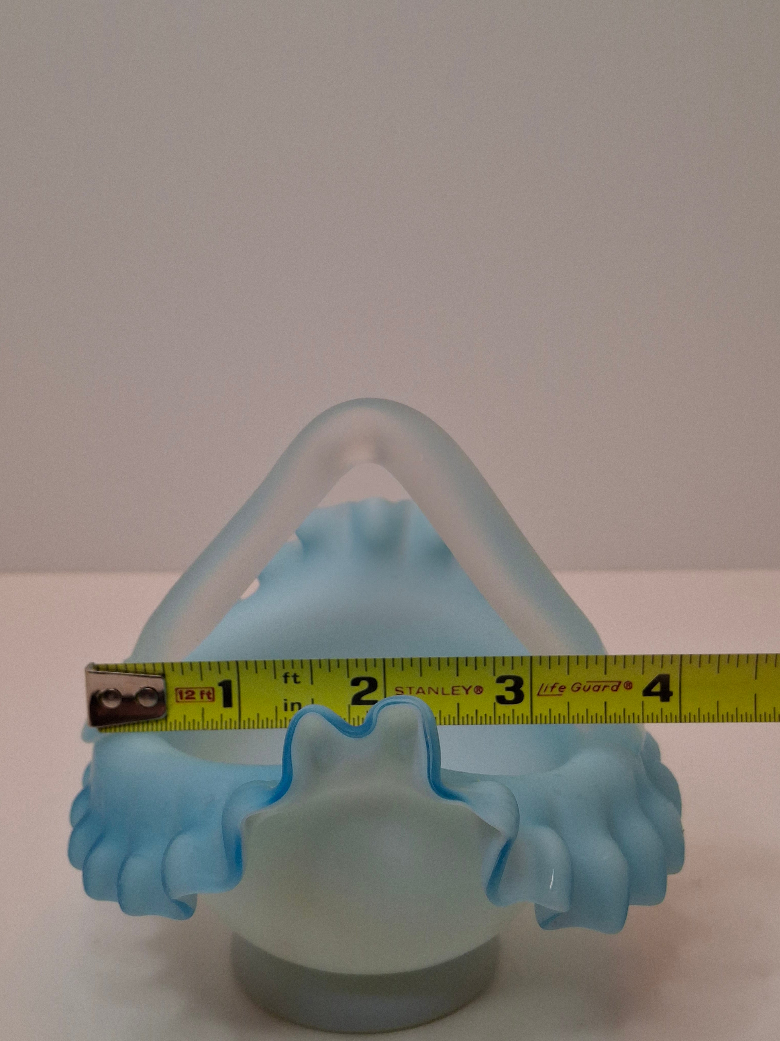 Antique Stevens & Williams Blue Cased Art Glass Bride Basket Rough Pontil 365nm Glow