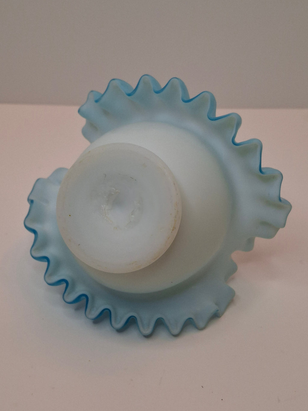 Antique Stevens & Williams Blue Cased Art Glass Bride Basket Rough Pontil 365nm Glow