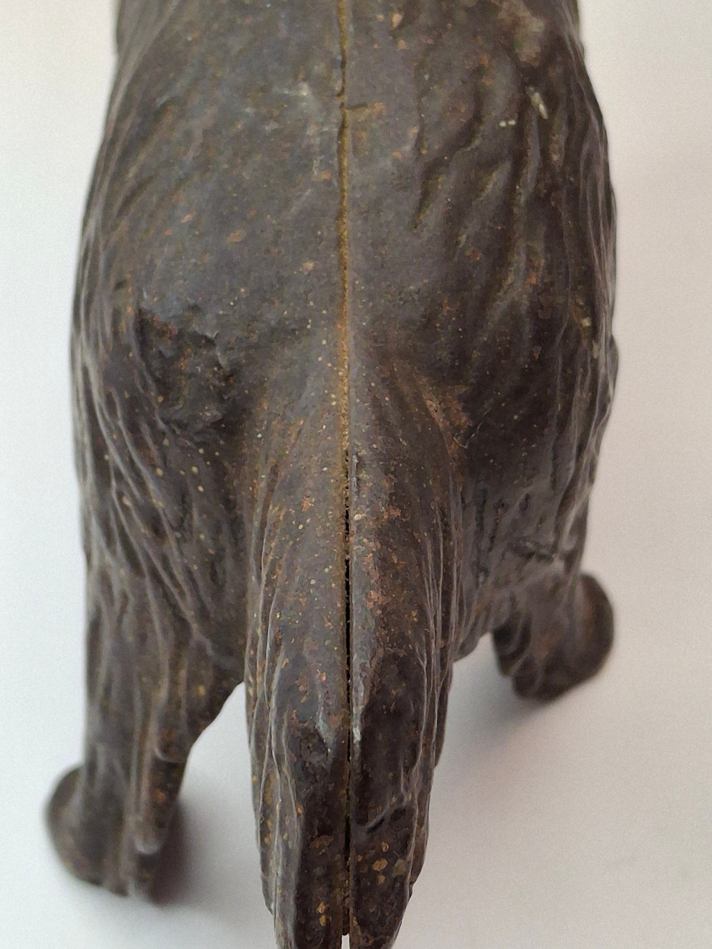 Antique A.C. Williams Cast Iron St. Bernard Dog with Pack Still Bank c. 1910