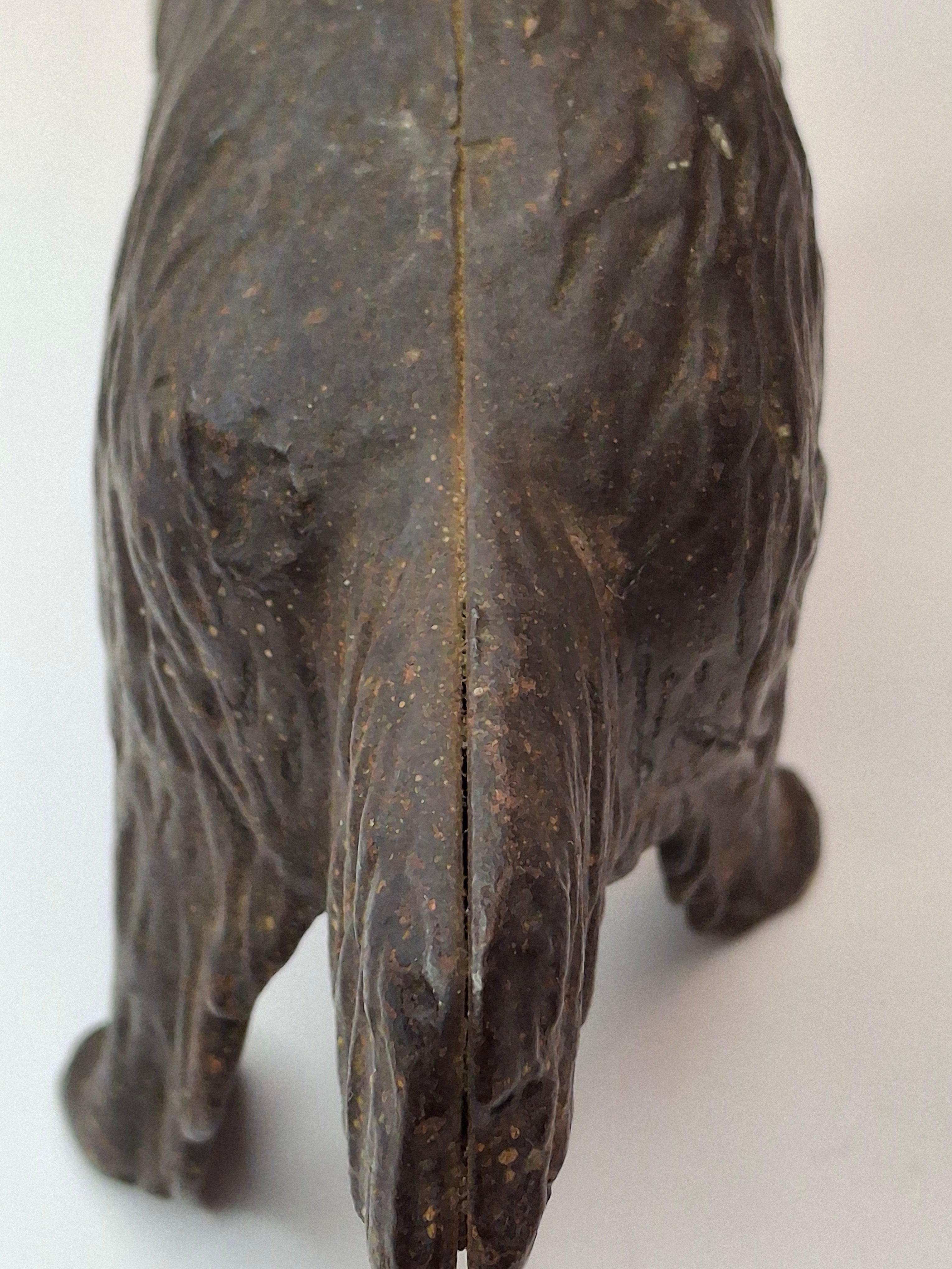Antique A.C. Williams Cast Iron St. Bernard Dog with Pack Still Bank c. 1910