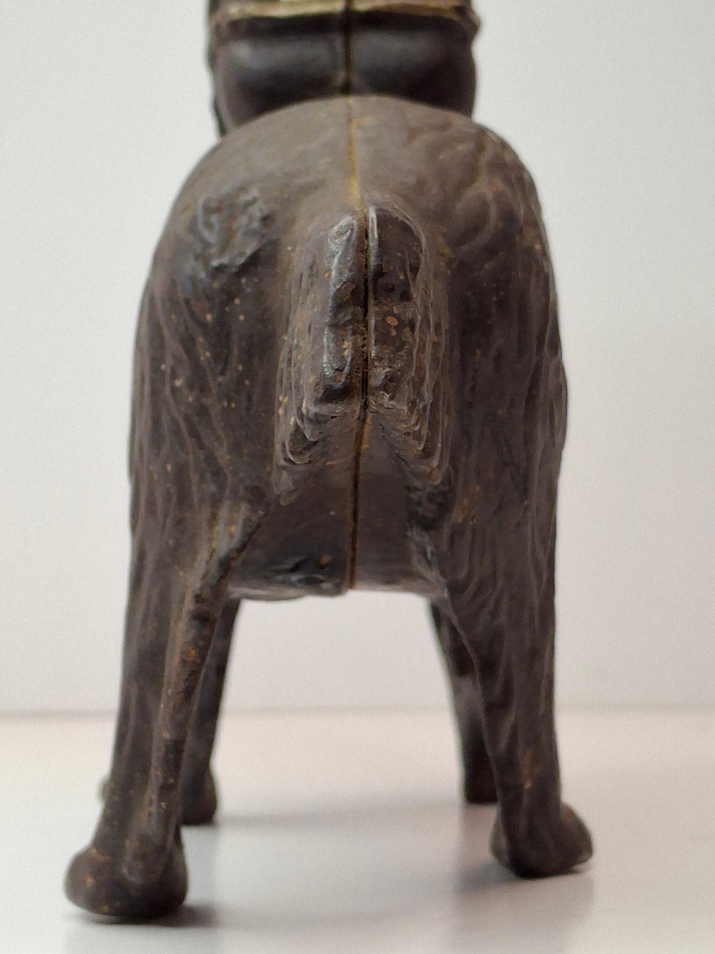 Antique A.C. Williams Cast Iron St. Bernard Dog with Pack Still Bank c. 1910