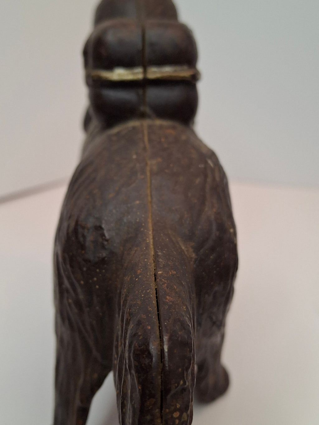 Antique A.C. Williams Cast Iron St. Bernard Dog with Pack Still Bank c. 1910