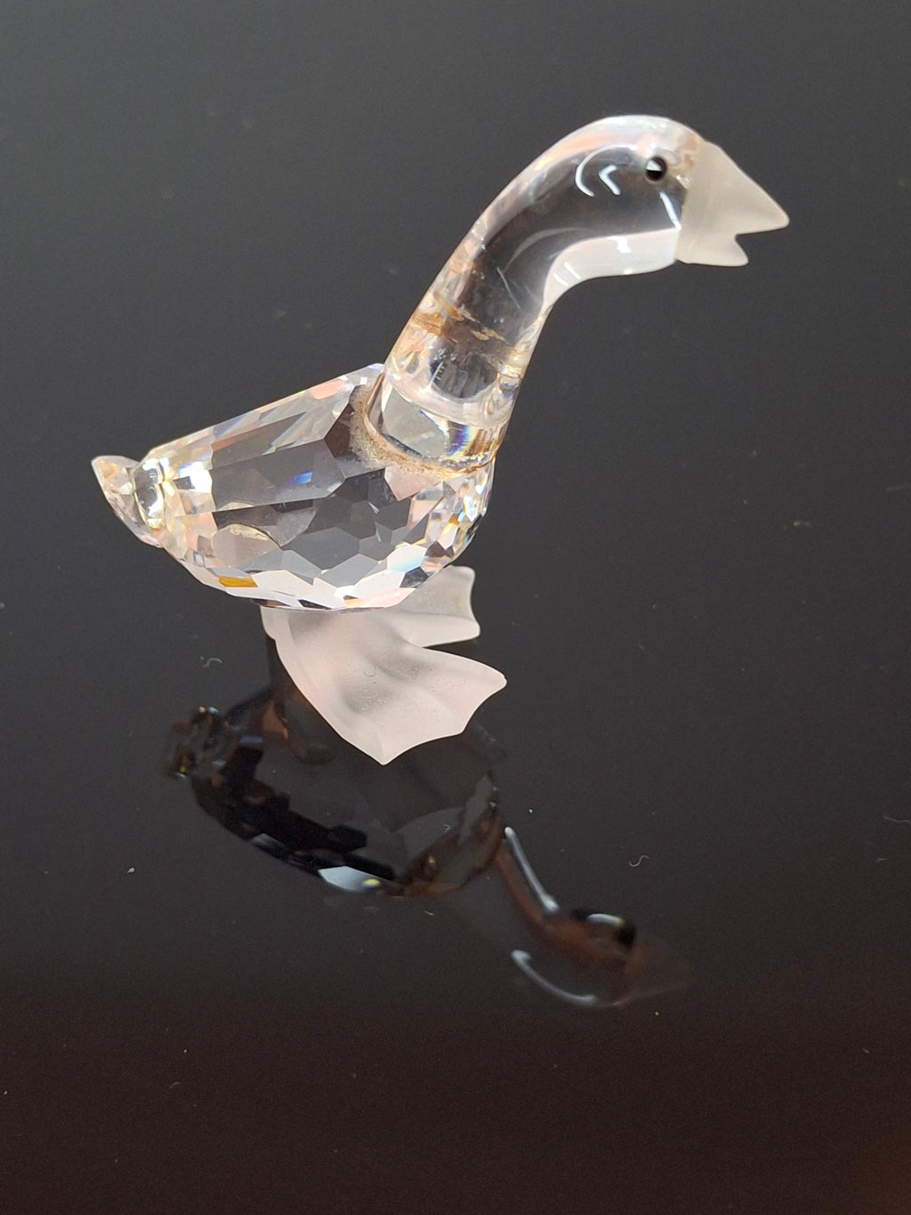 Retired Swarovski Crystal Mother Goose Figurine - Frosted Feet & Beak - 7613 NR 000 001 - Austria