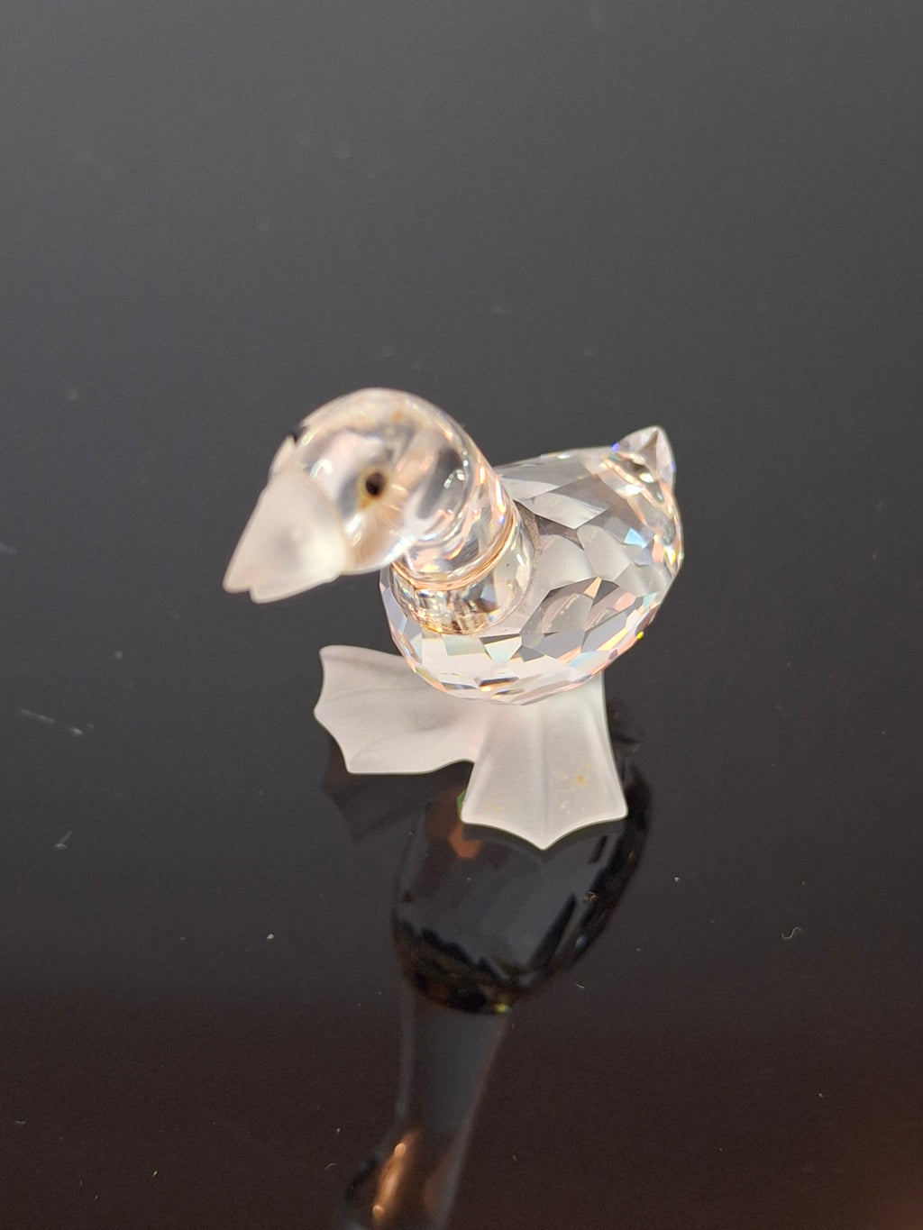 Retired Swarovski Crystal Mother Goose Figurine - Frosted Feet & Beak - 7613 NR 000 001 - Austria