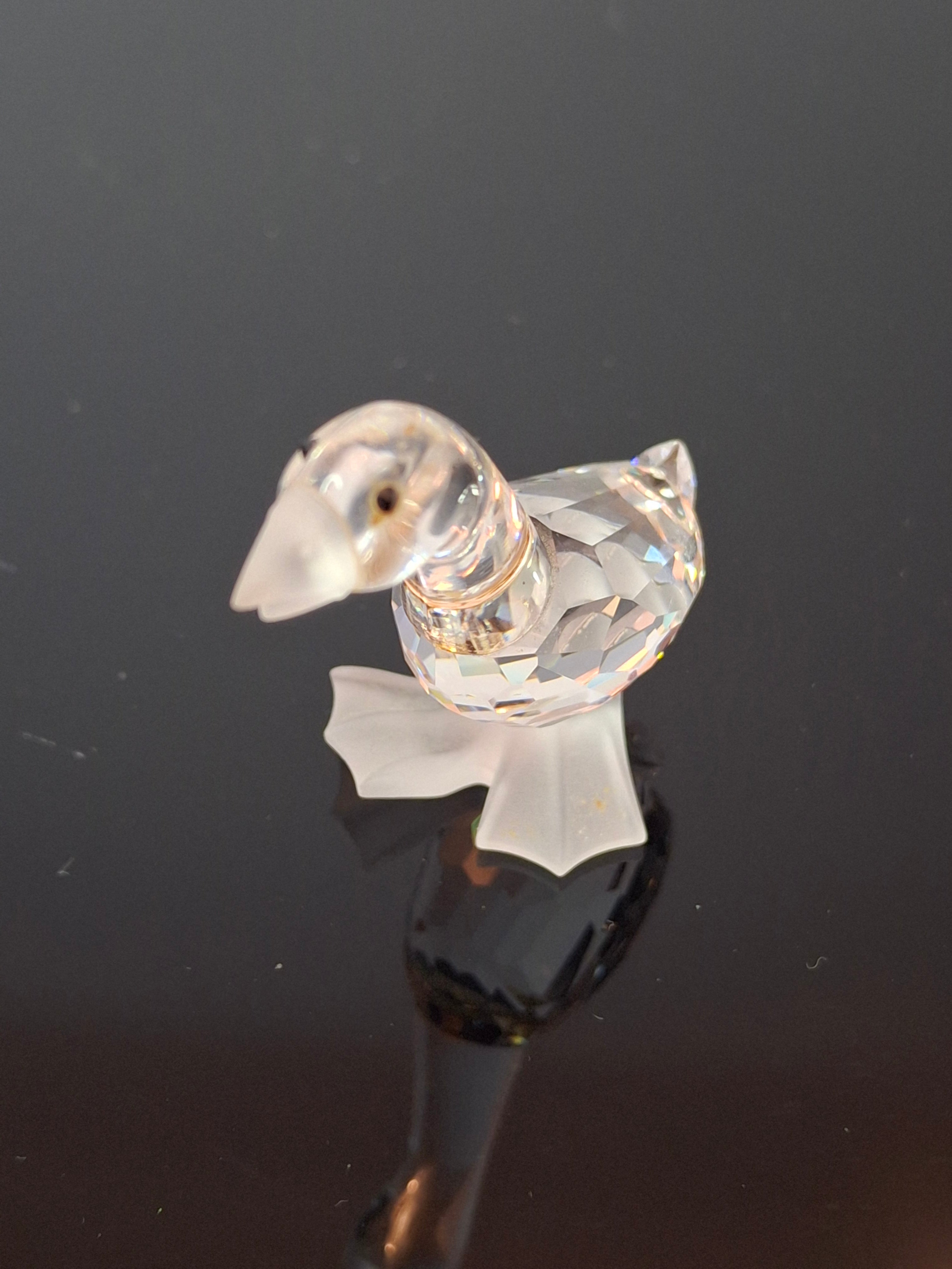 Retired Swarovski Crystal Mother Goose Figurine - Frosted Feet & Beak - 7613 NR 000 001 - Austria
