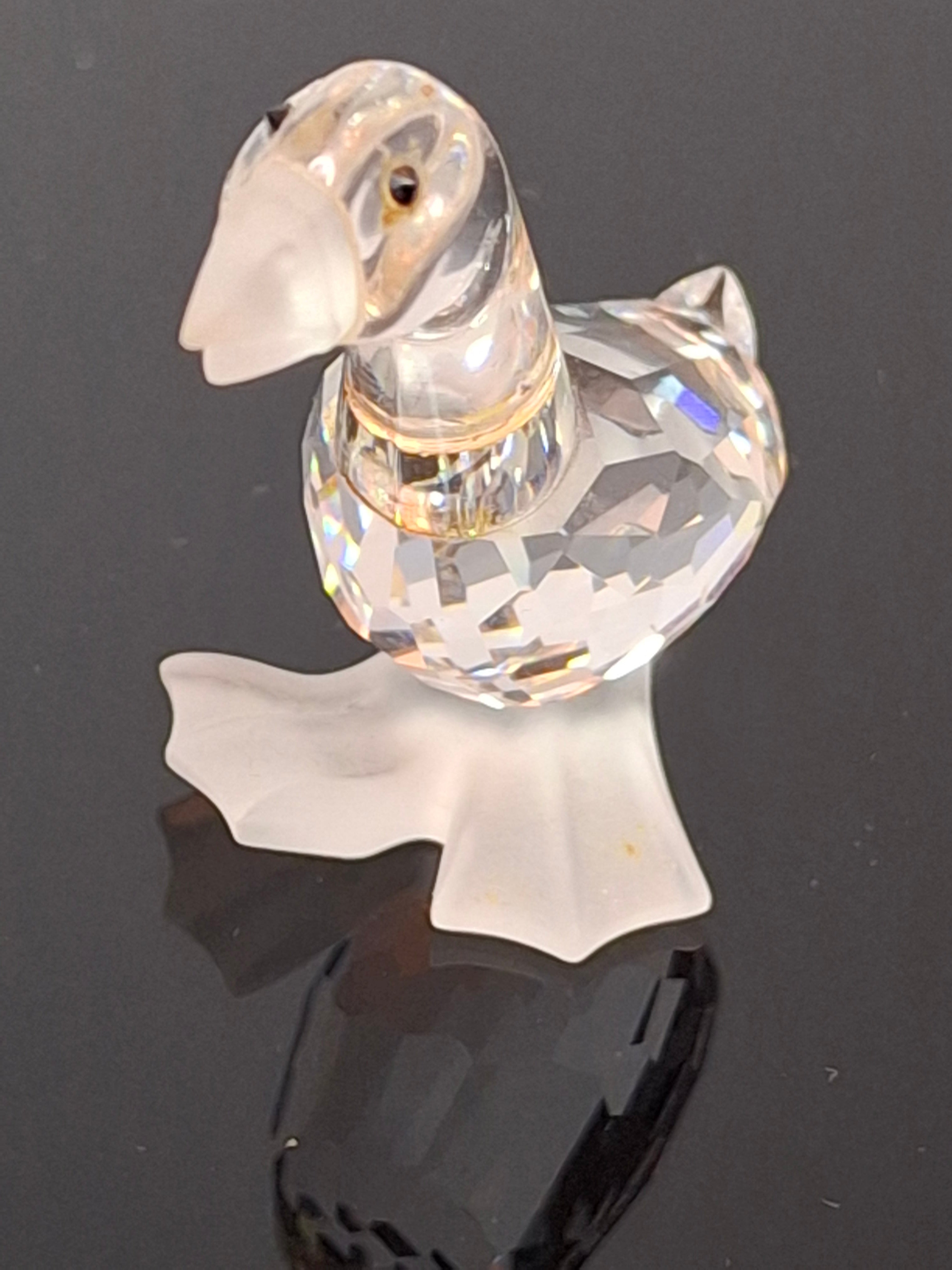 Retired Swarovski Crystal Mother Goose Figurine - Frosted Feet & Beak - 7613 NR 000 001 - Austria