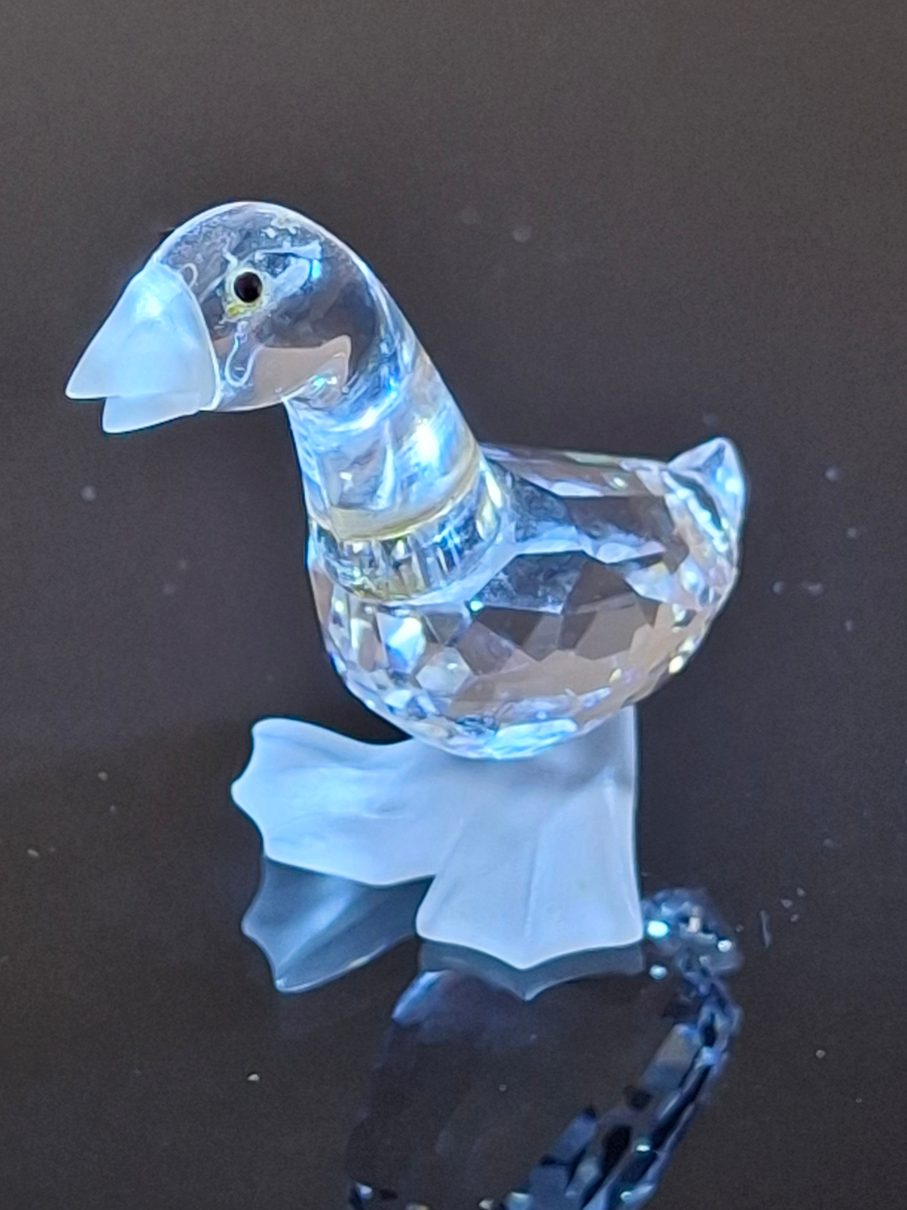 Retired Swarovski Crystal Mother Goose Figurine - Frosted Feet & Beak - 7613 NR 000 001 - Austria
