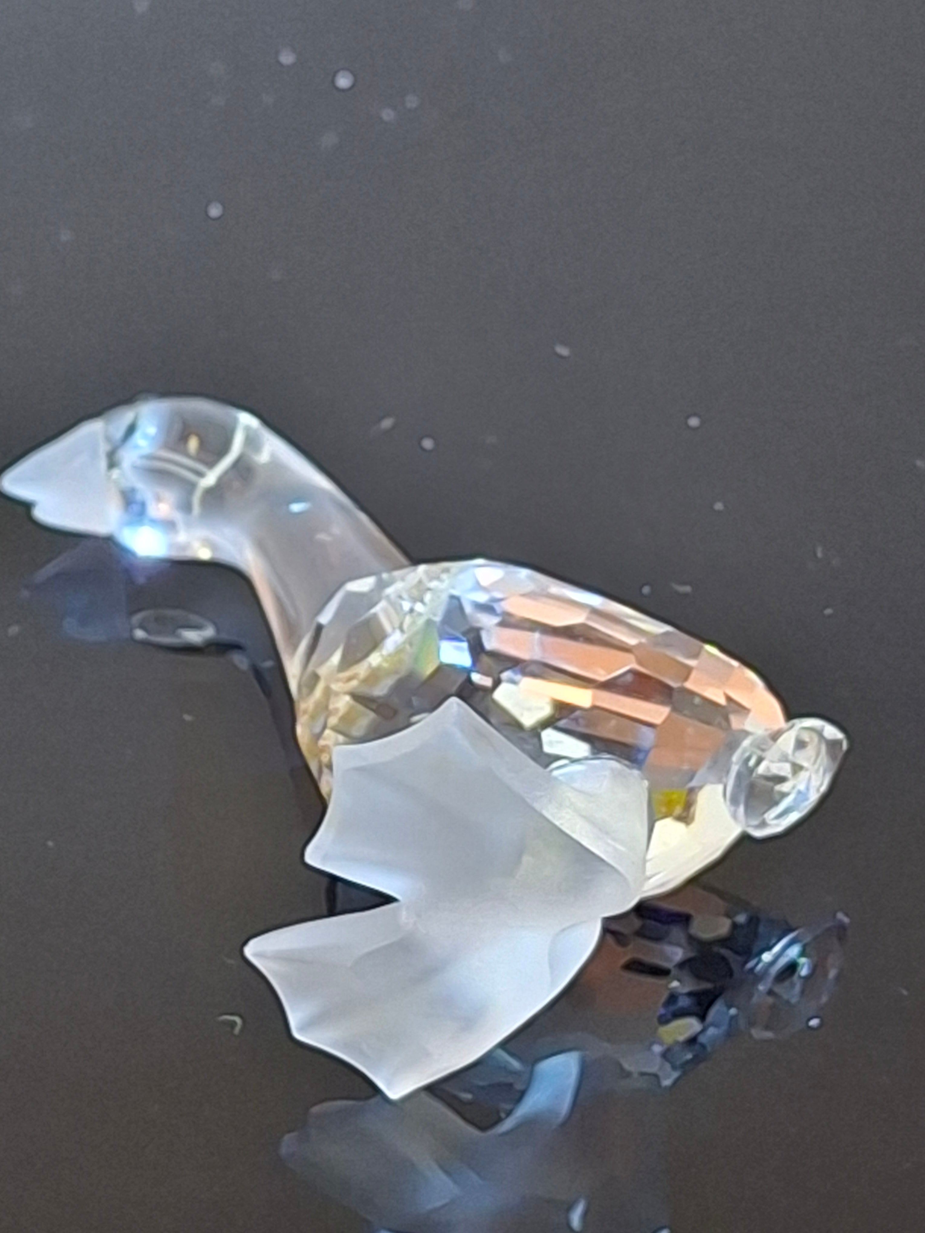 Retired Swarovski Crystal Mother Goose Figurine - Frosted Feet & Beak - 7613 NR 000 001 - Austria