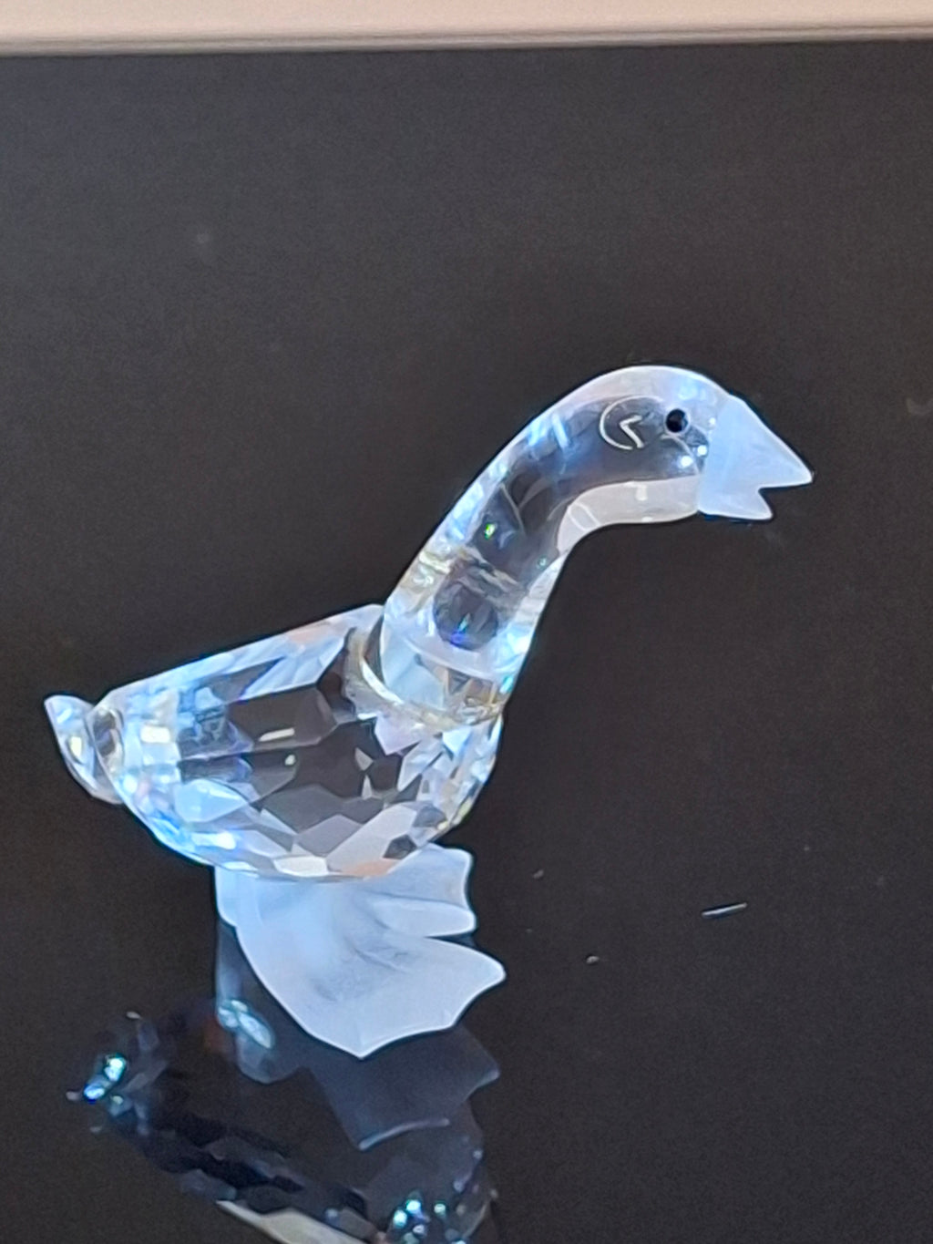 Retired Swarovski Crystal Mother Goose Figurine - Frosted Feet & Beak - 7613 NR 000 001 - Austria