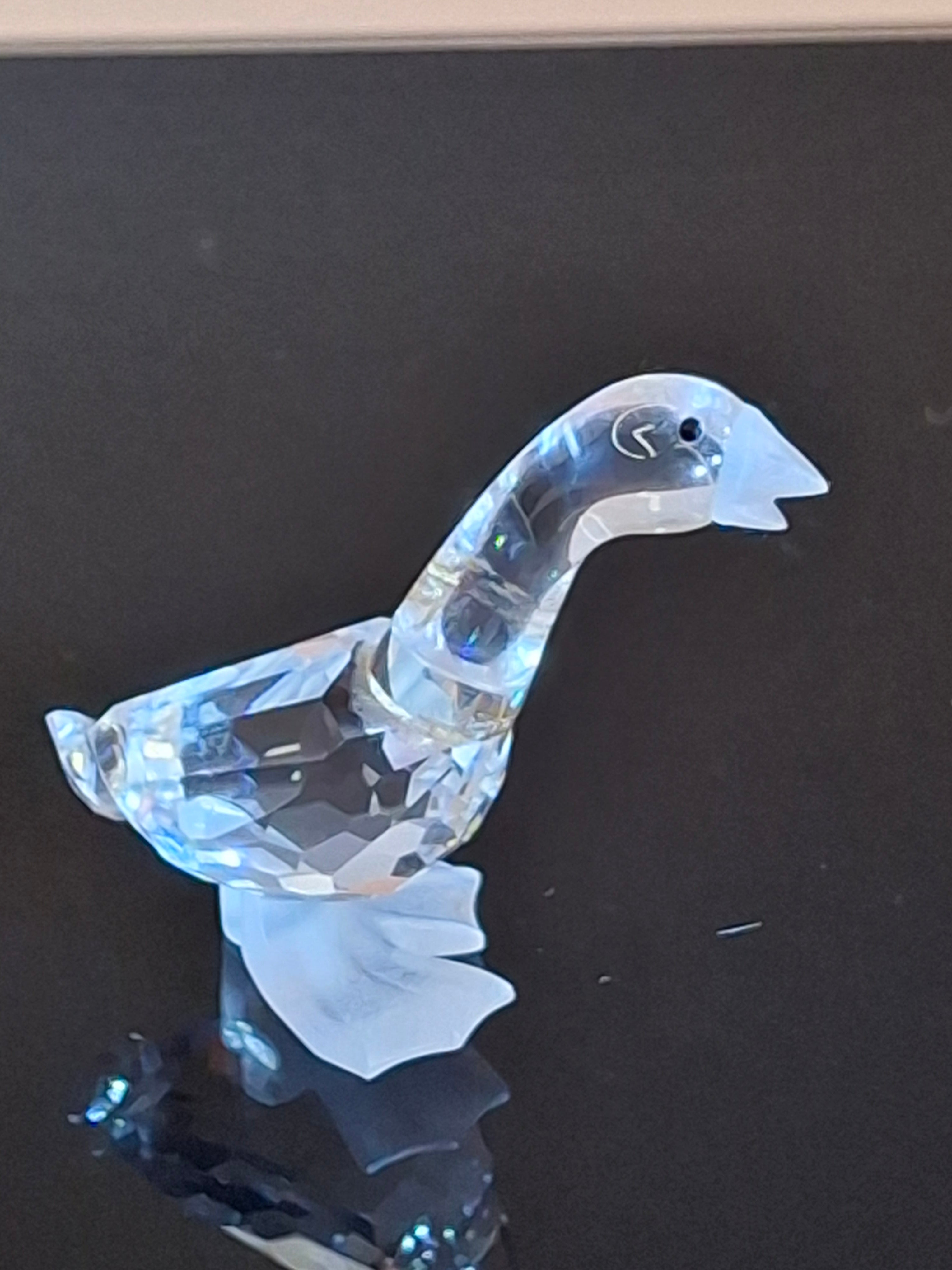 Retired Swarovski Crystal Mother Goose Figurine - Frosted Feet & Beak - 7613 NR 000 001 - Austria