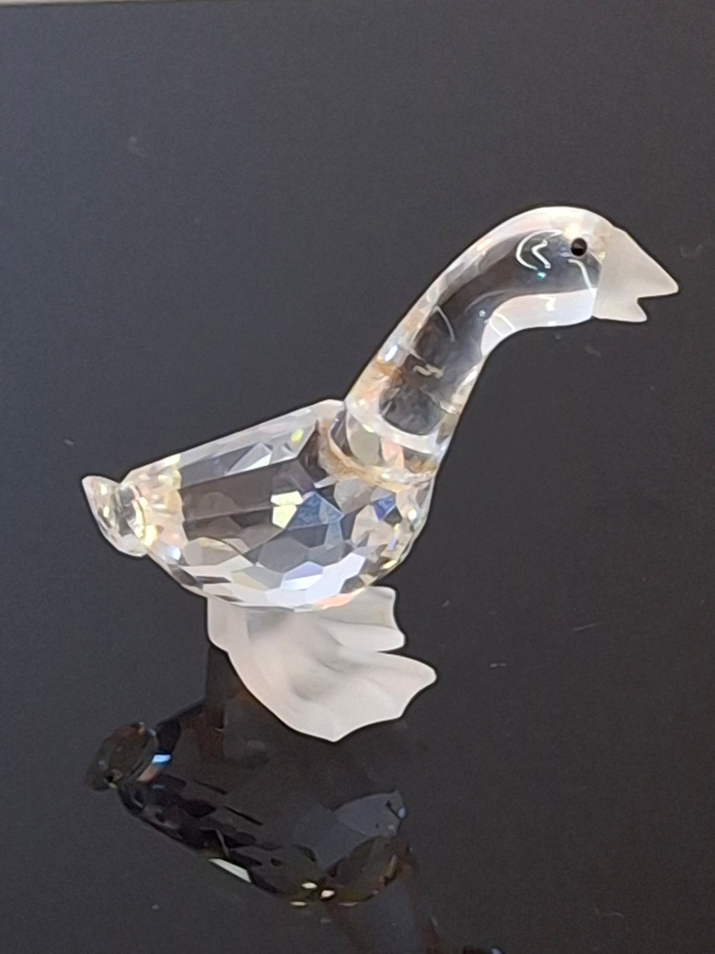Retired Swarovski Crystal Mother Goose Figurine - Frosted Feet & Beak - 7613 NR 000 001 - Austria