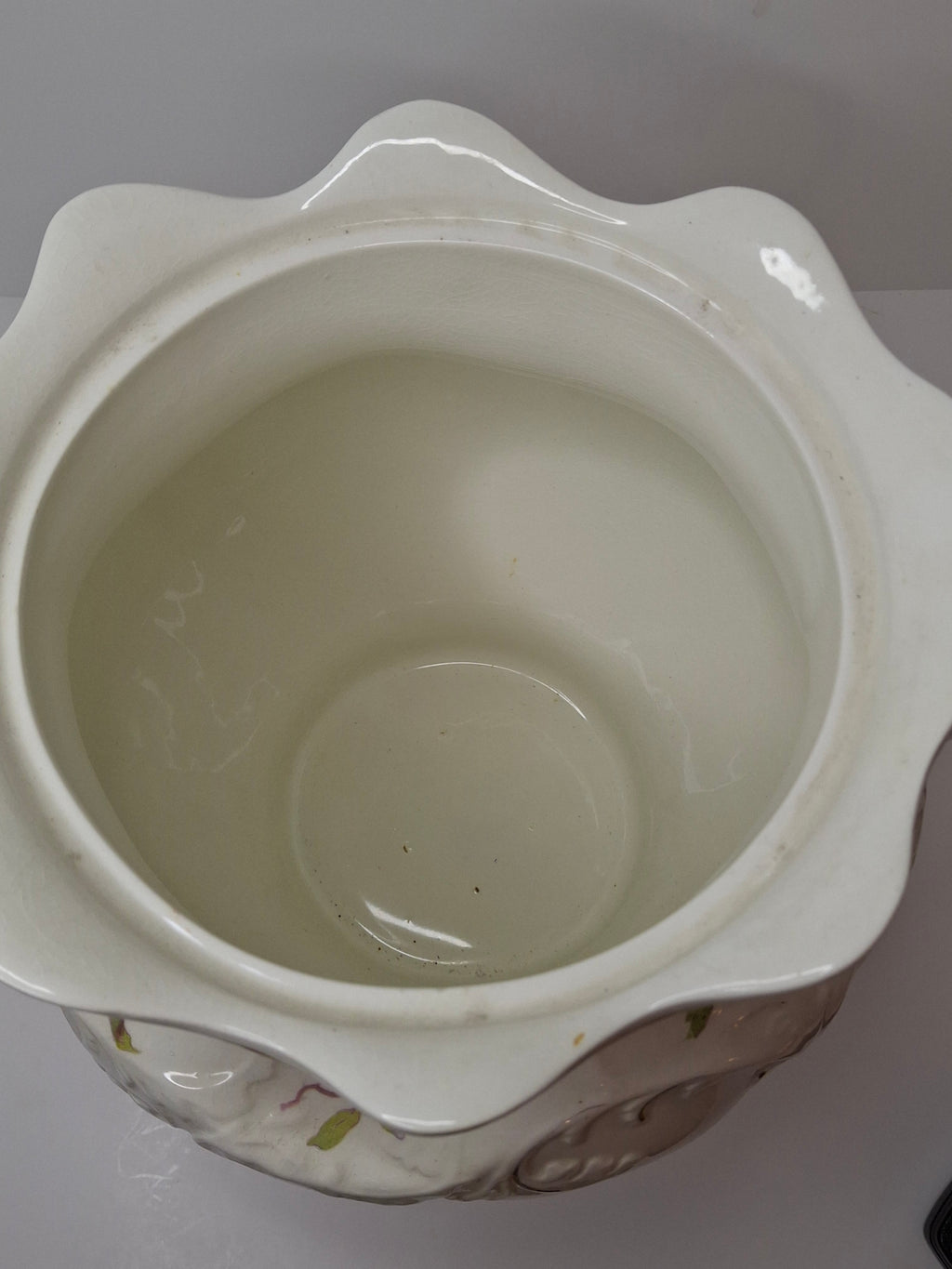 Antique Johnson Bros England Slop Jar Chamber Pot & Lid Victorian Floral Gold 12.5"