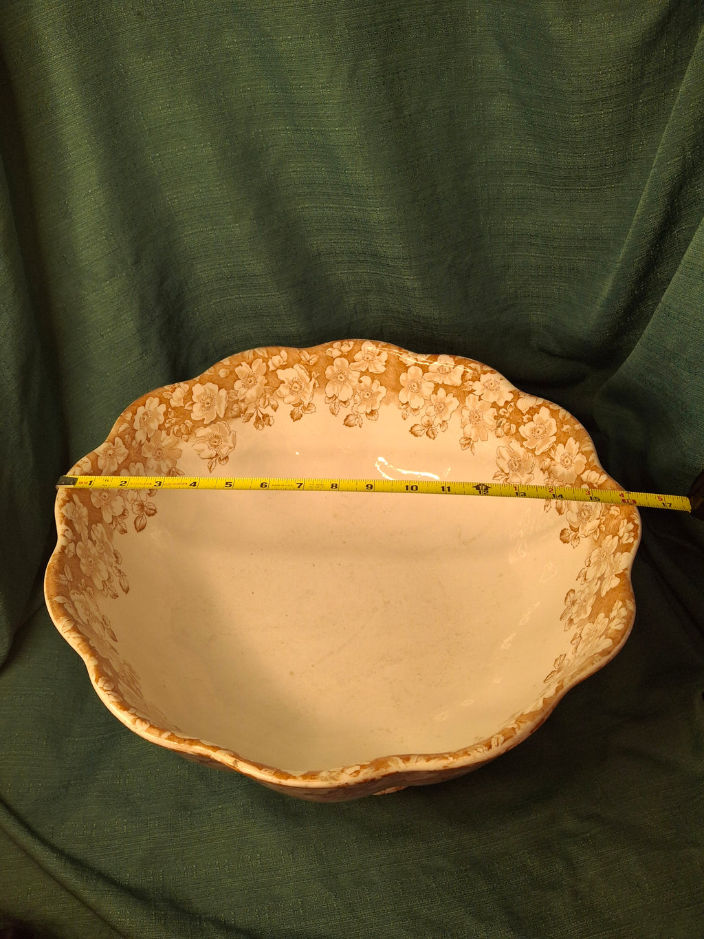 Antique Furnivals Rustic Punch Bowl 1893 Royal Semi Porcelain Brown Transferware 16"