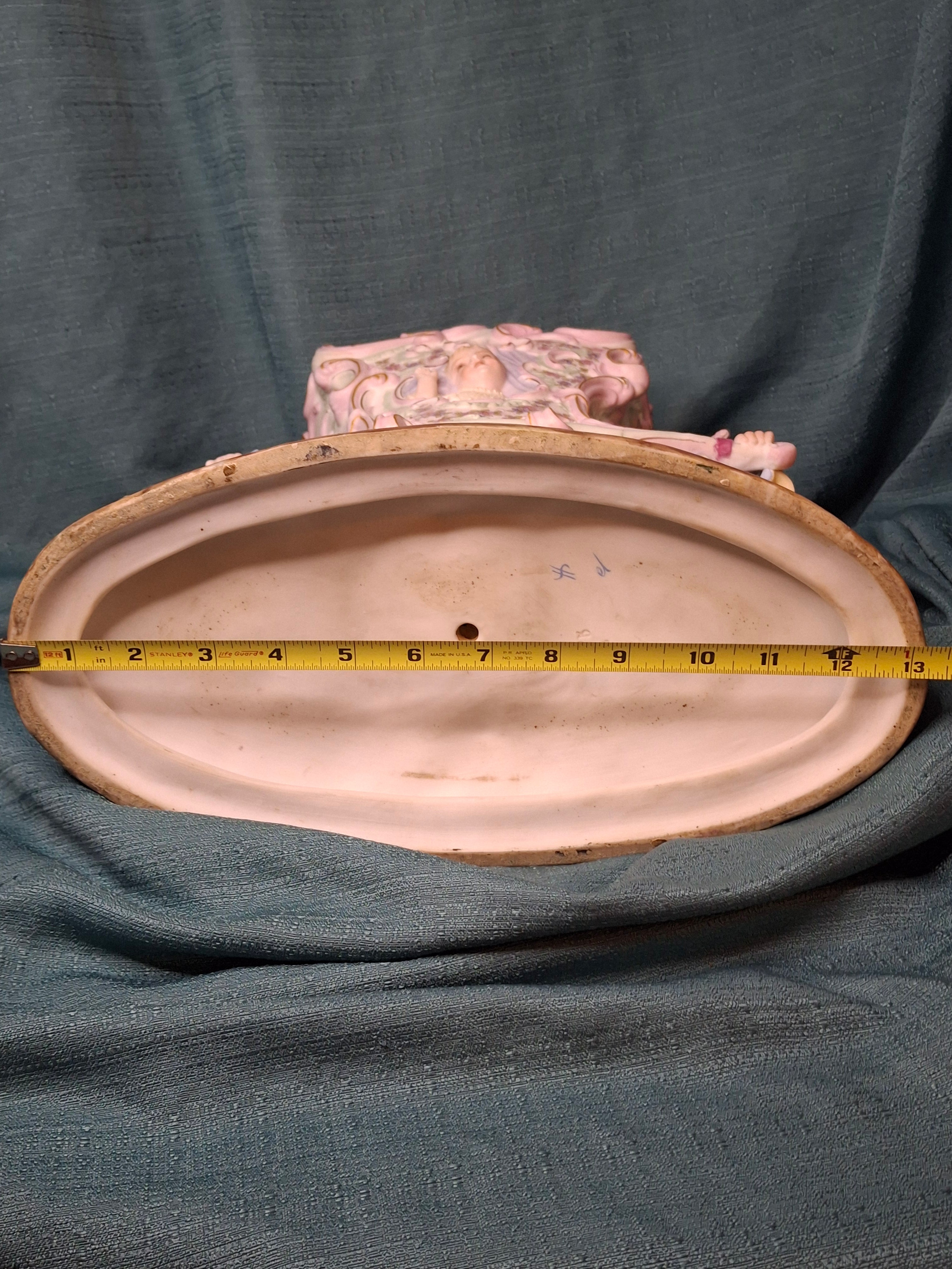 Antique Heubach Bisque Porcelain Centerpiece Cherub Figural Large Vase Mold 173