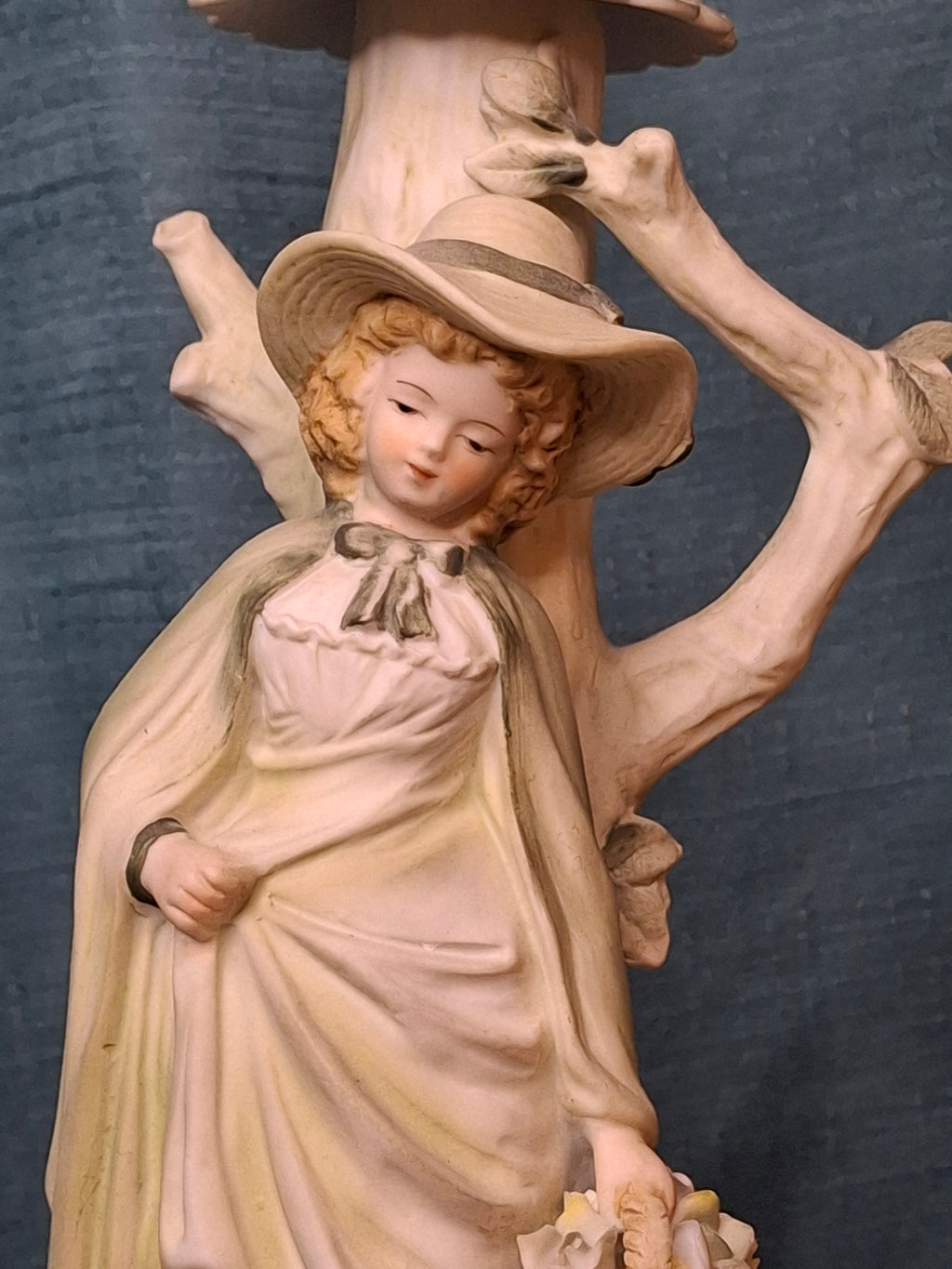 Antique German Bisque Figural Candlesticks Pair Boy & Girl Pastels Mold 7925 11"