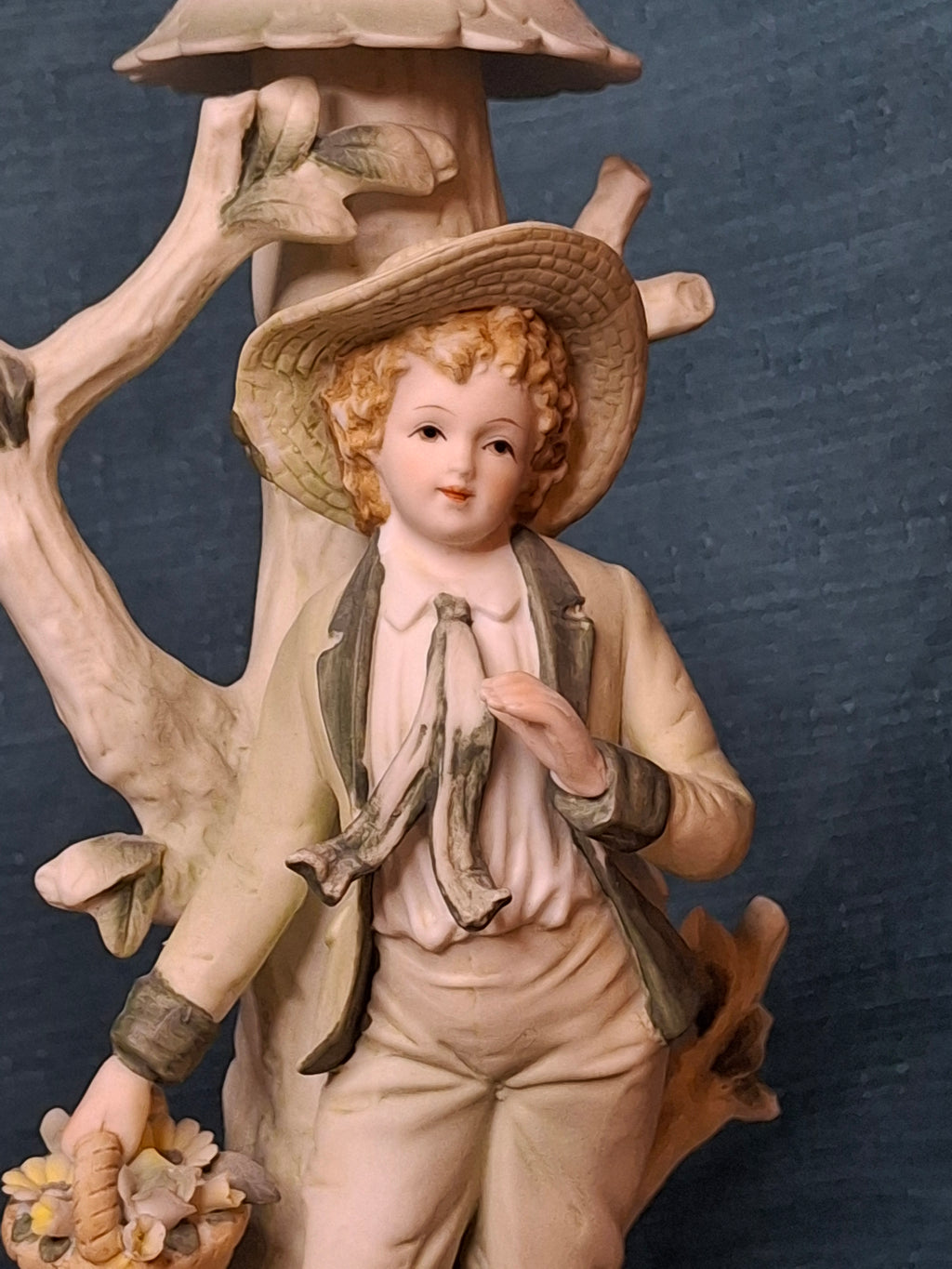 Antique German Bisque Figural Candlesticks Pair Boy & Girl Pastels Mold 7925 11"