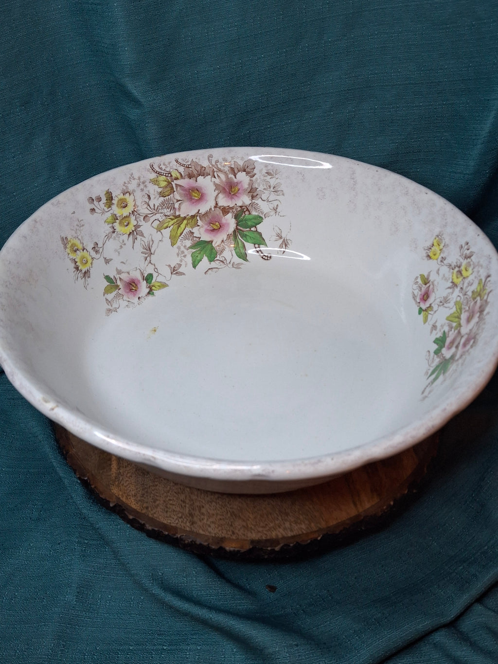 Antique T.R. Boote English Ironstone Wash Basin & Pitcher Set, Defender Pattern