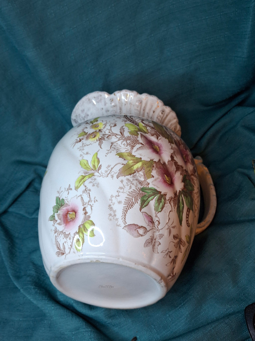 Antique T.R. Boote English Ironstone Wash Basin & Pitcher Set, Defender Pattern