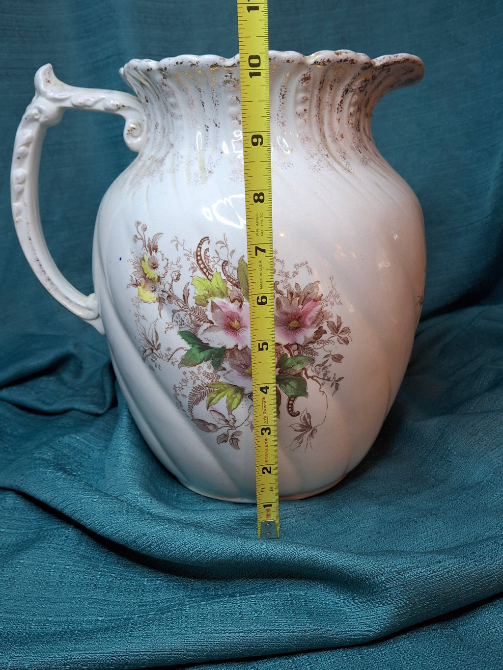 Antique T.R. Boote English Ironstone Wash Basin & Pitcher Set, Defender Pattern