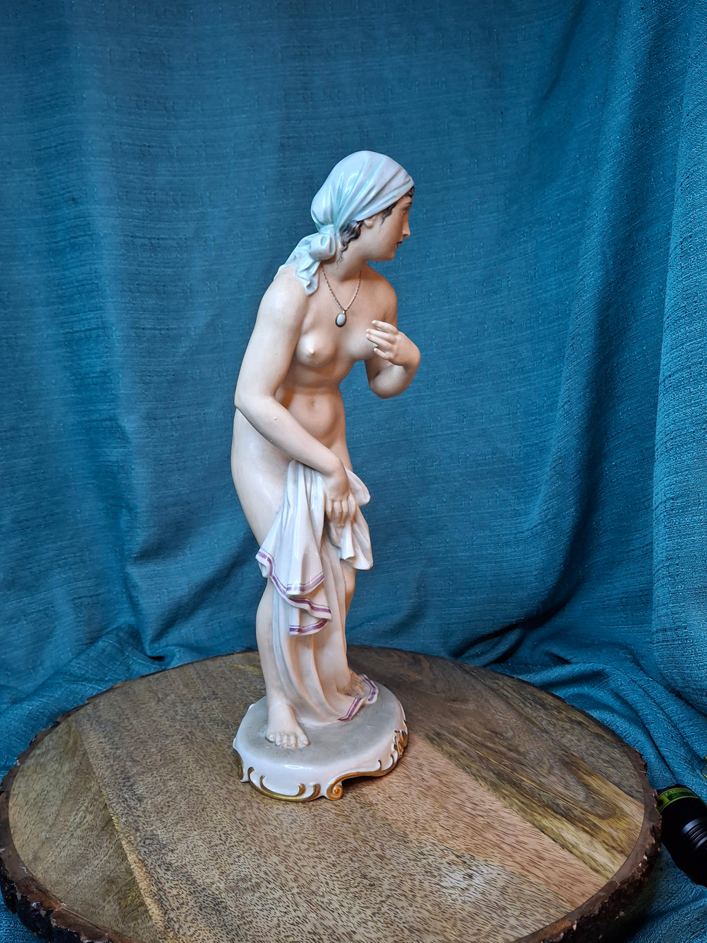Vintage Eschenbach Germany US-Zone Porcelain Nude Figurine Bather by R. Förster, 12" Post-WWII Militaria Allied Occupation