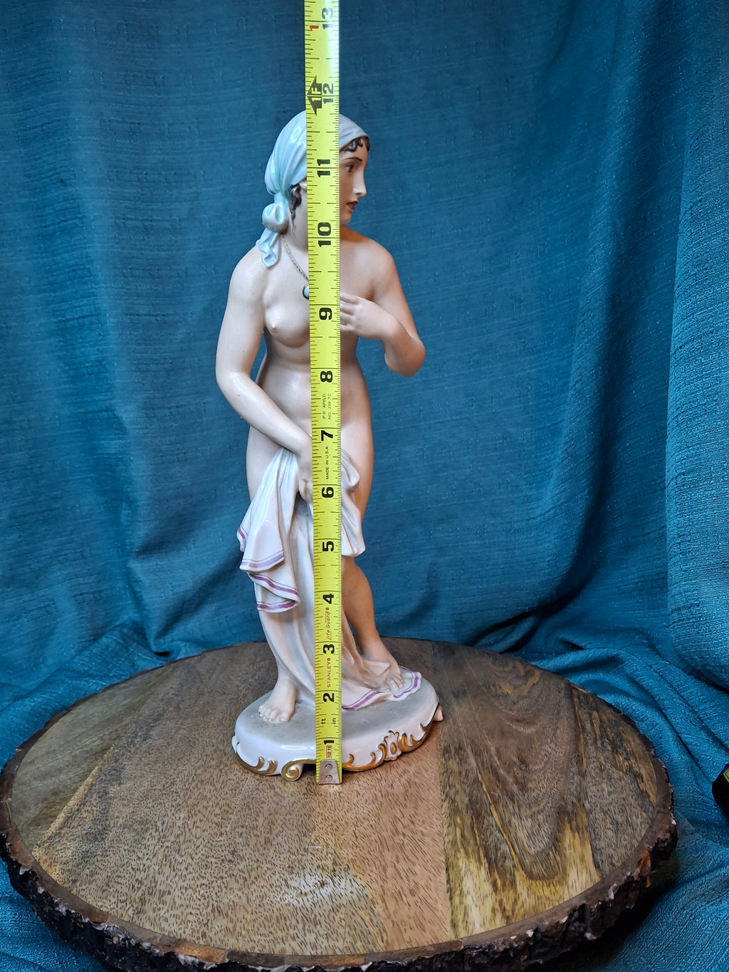 Vintage Eschenbach Germany US-Zone Porcelain Nude Figurine Bather by R. Förster, 12" Post-WWII Militaria Allied Occupation