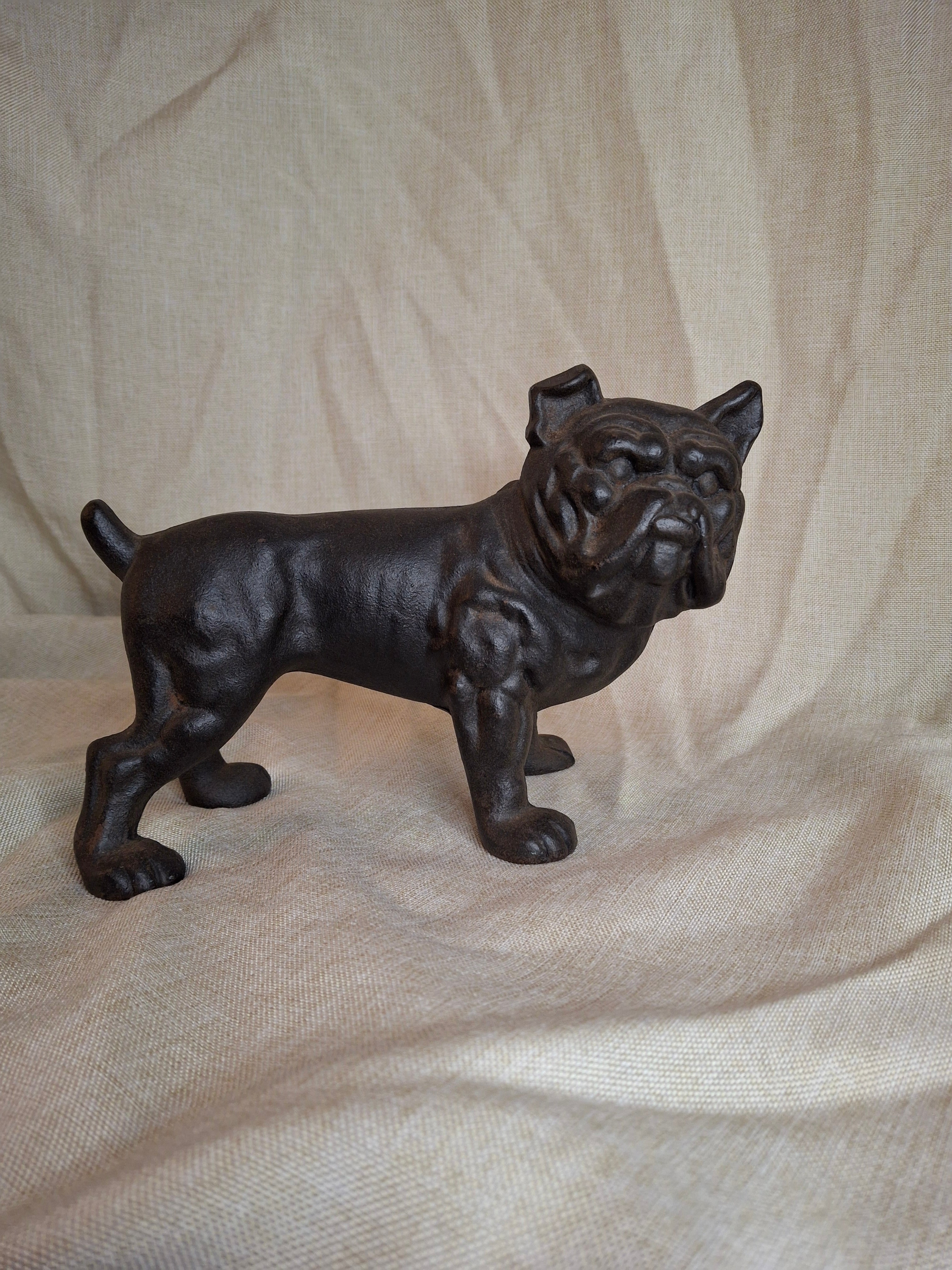 Antique Hubley Cast Iron Standing Bulldog Penny Bank No. 826 c. 1910 - 5.5" Tall