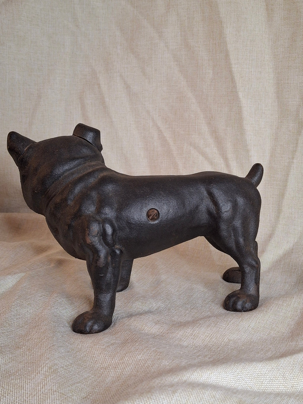 Antique Hubley Cast Iron Standing Bulldog Penny Bank No. 826 c. 1910 - 5.5" Tall