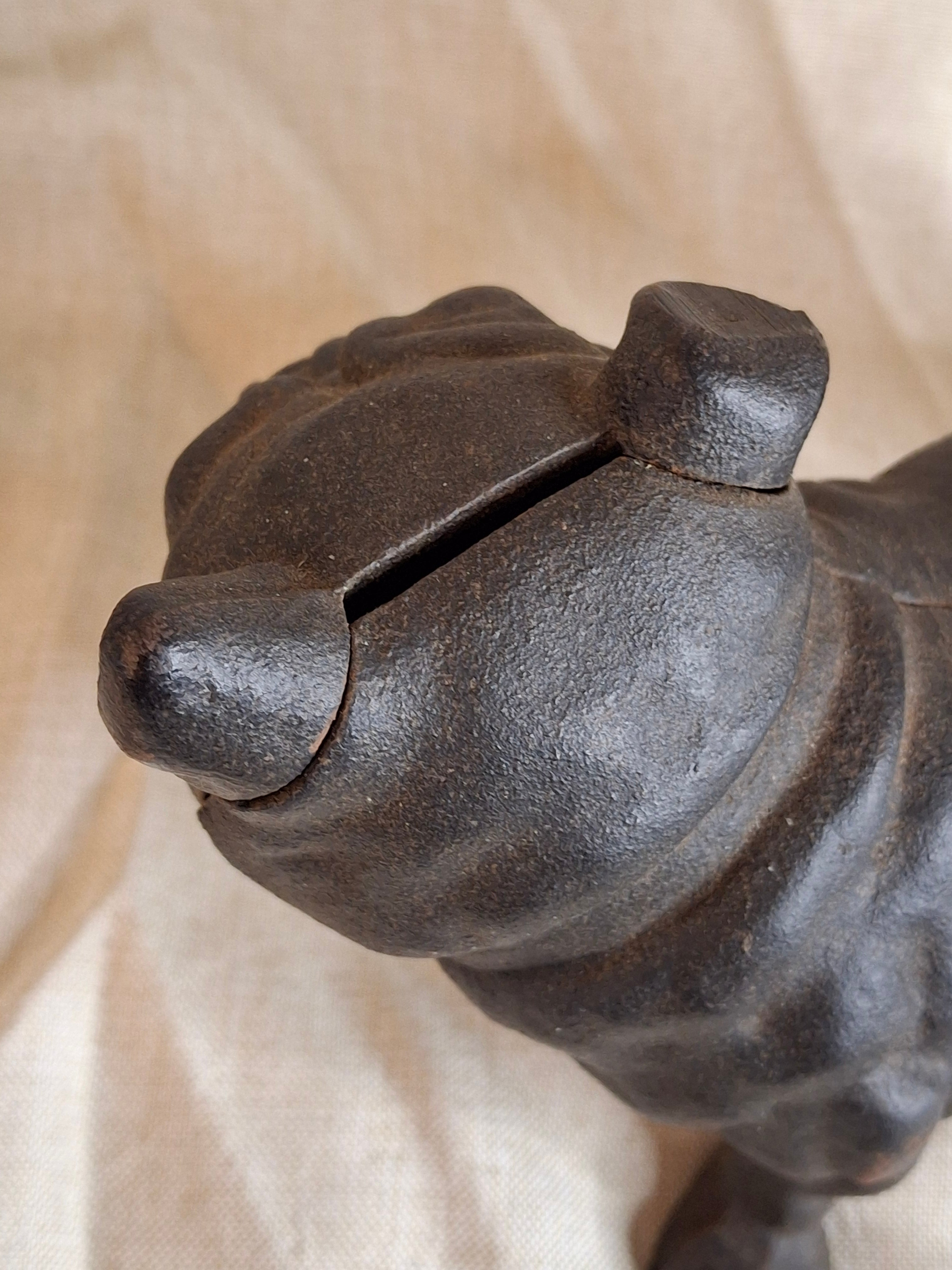 Antique Hubley Cast Iron Standing Bulldog Penny Bank No. 826 c. 1910 - 5.5" Tall
