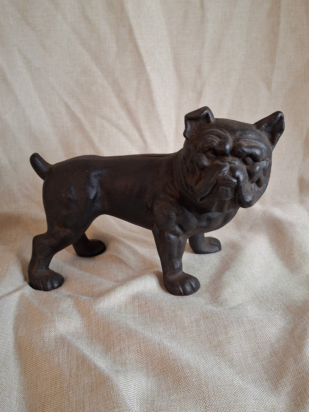 Antique Hubley Cast Iron Standing Bulldog Penny Bank No. 826 c. 1910 - 5.5" Tall