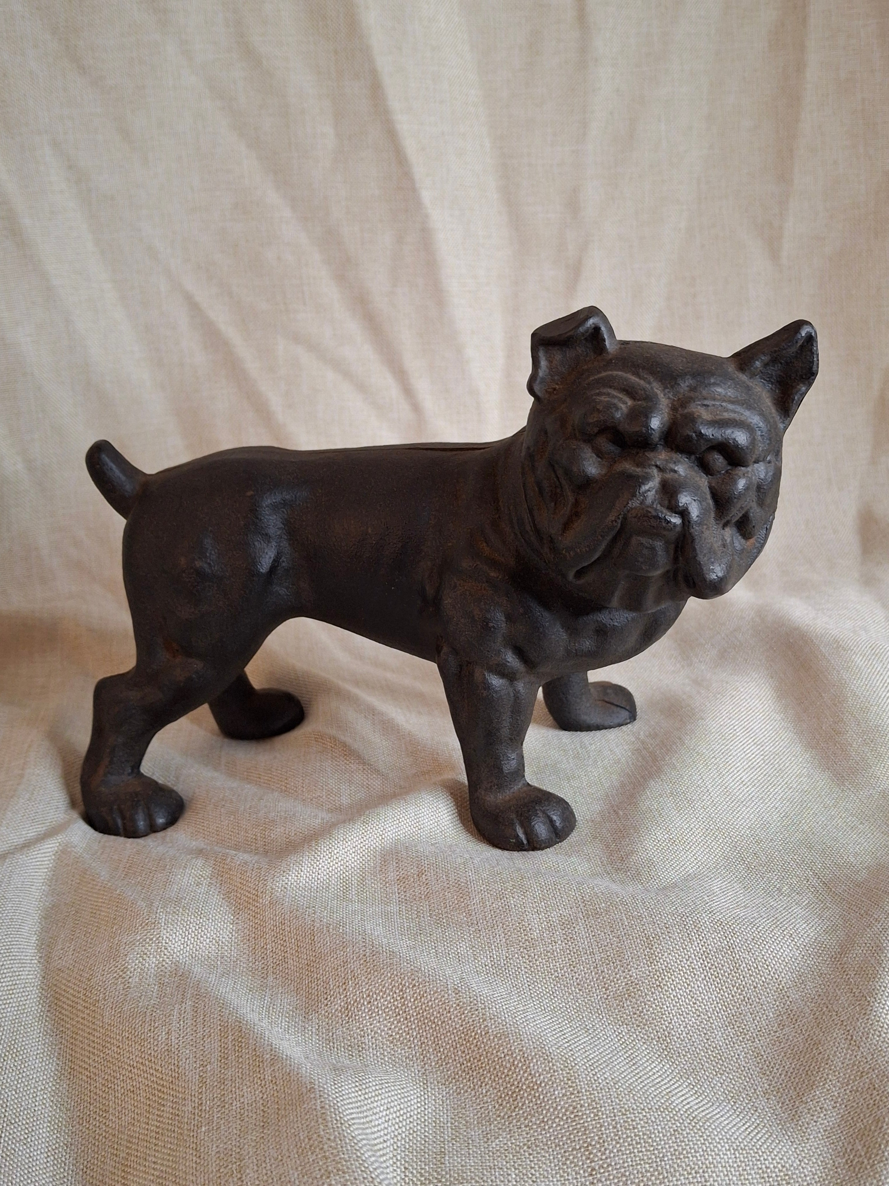 Antique Hubley Cast Iron Standing Bulldog Penny Bank No. 826 c. 1910 - 5.5" Tall