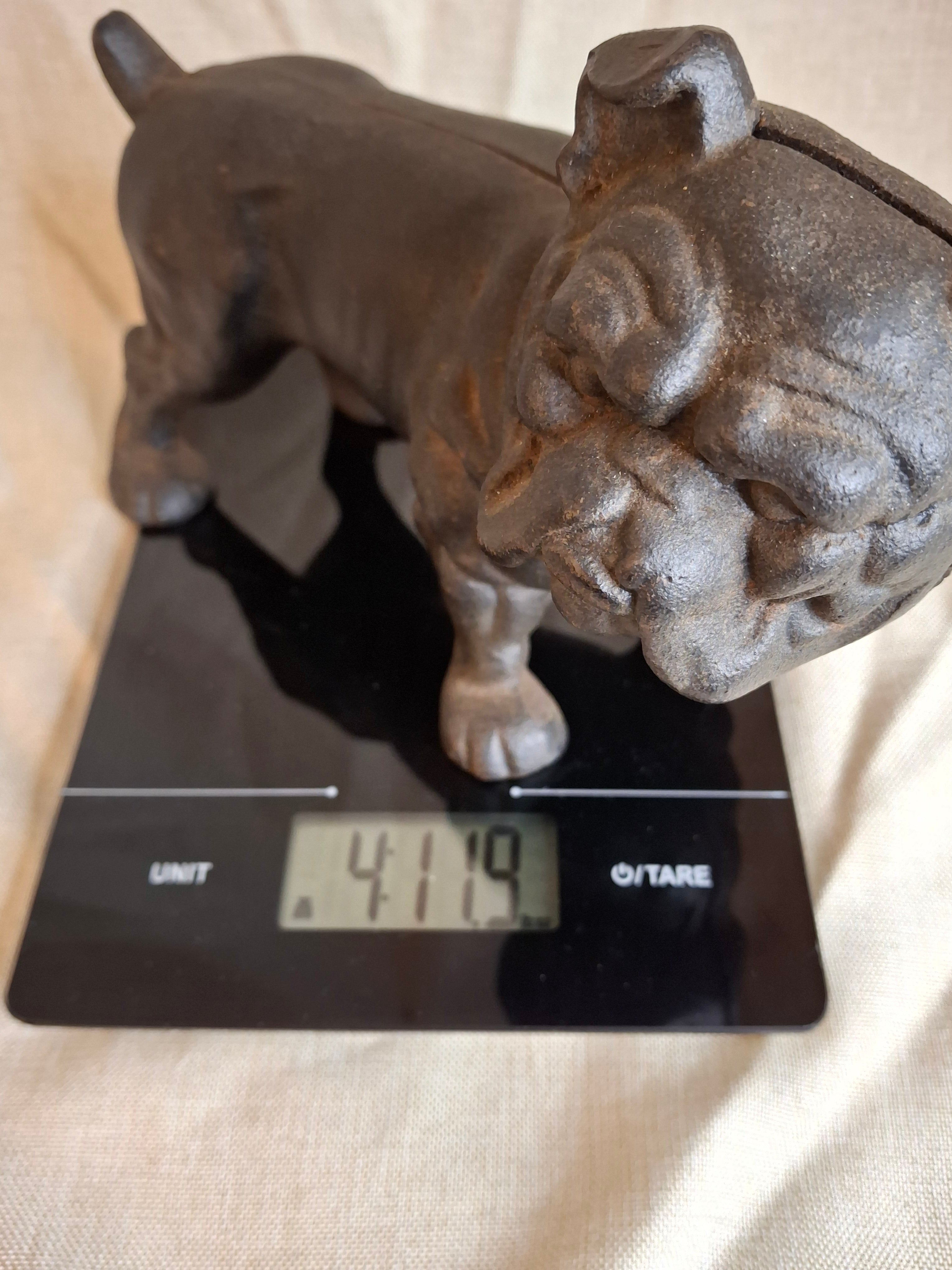 Antique Hubley Cast Iron Standing Bulldog Penny Bank No. 826 c. 1910 - 5.5" Tall