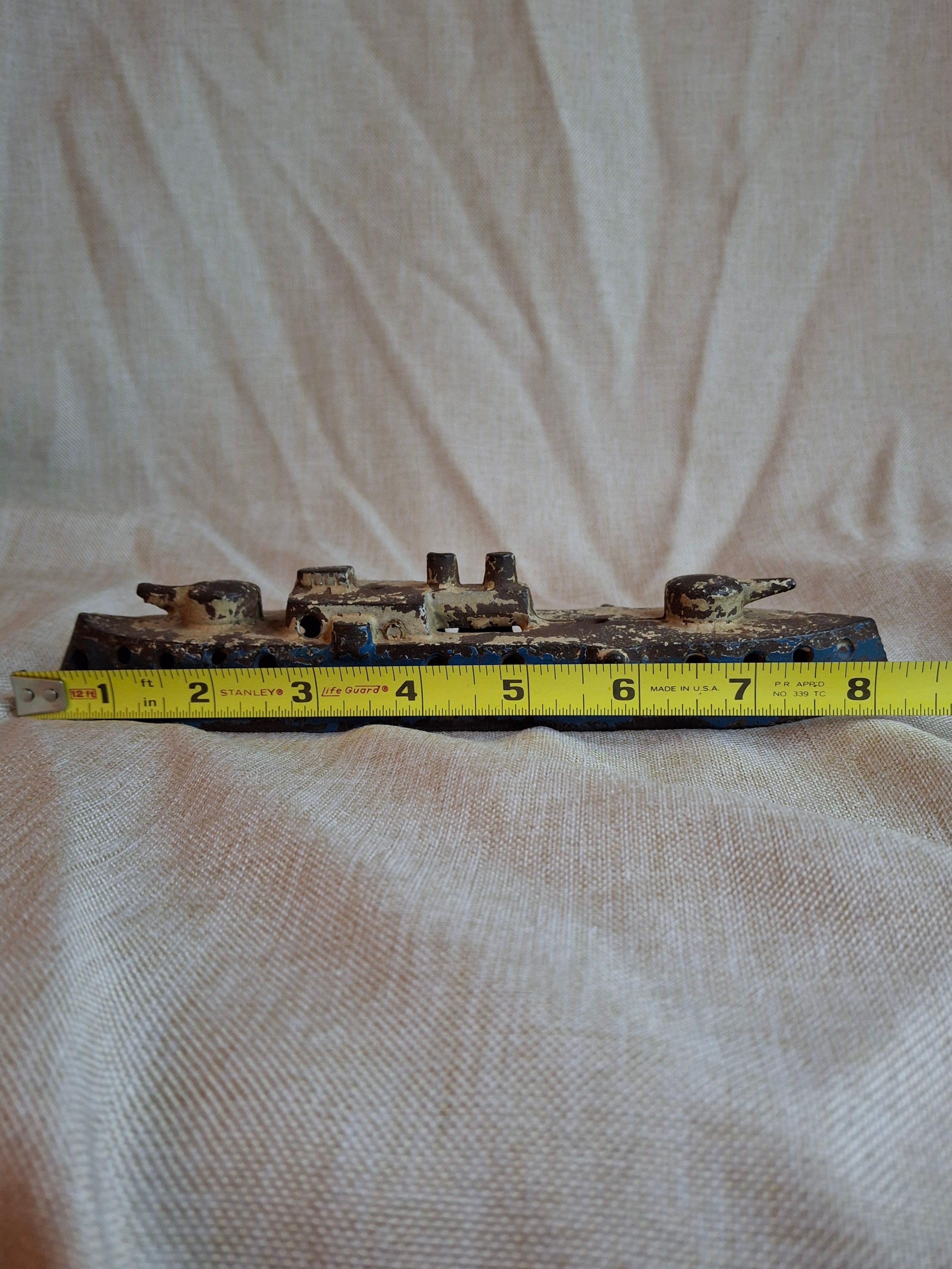 Antique 1915 Kenton Cast Iron Battleship Still Bank - Large 8.5" Model