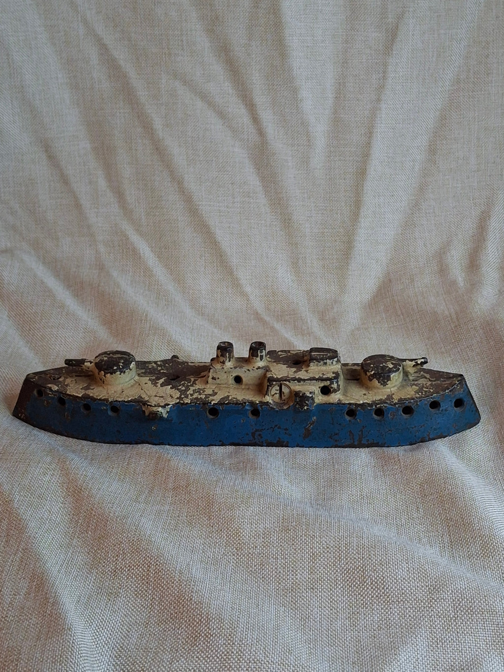 Antique 1915 Kenton Cast Iron Battleship Still Bank - Large 8.5" Model
