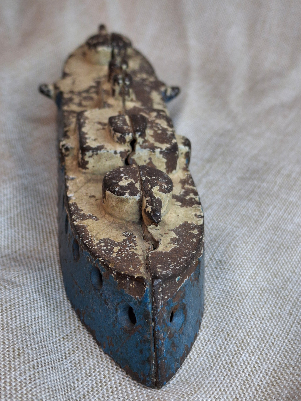Antique 1915 Kenton Cast Iron Battleship Still Bank - Large 8.5" Model