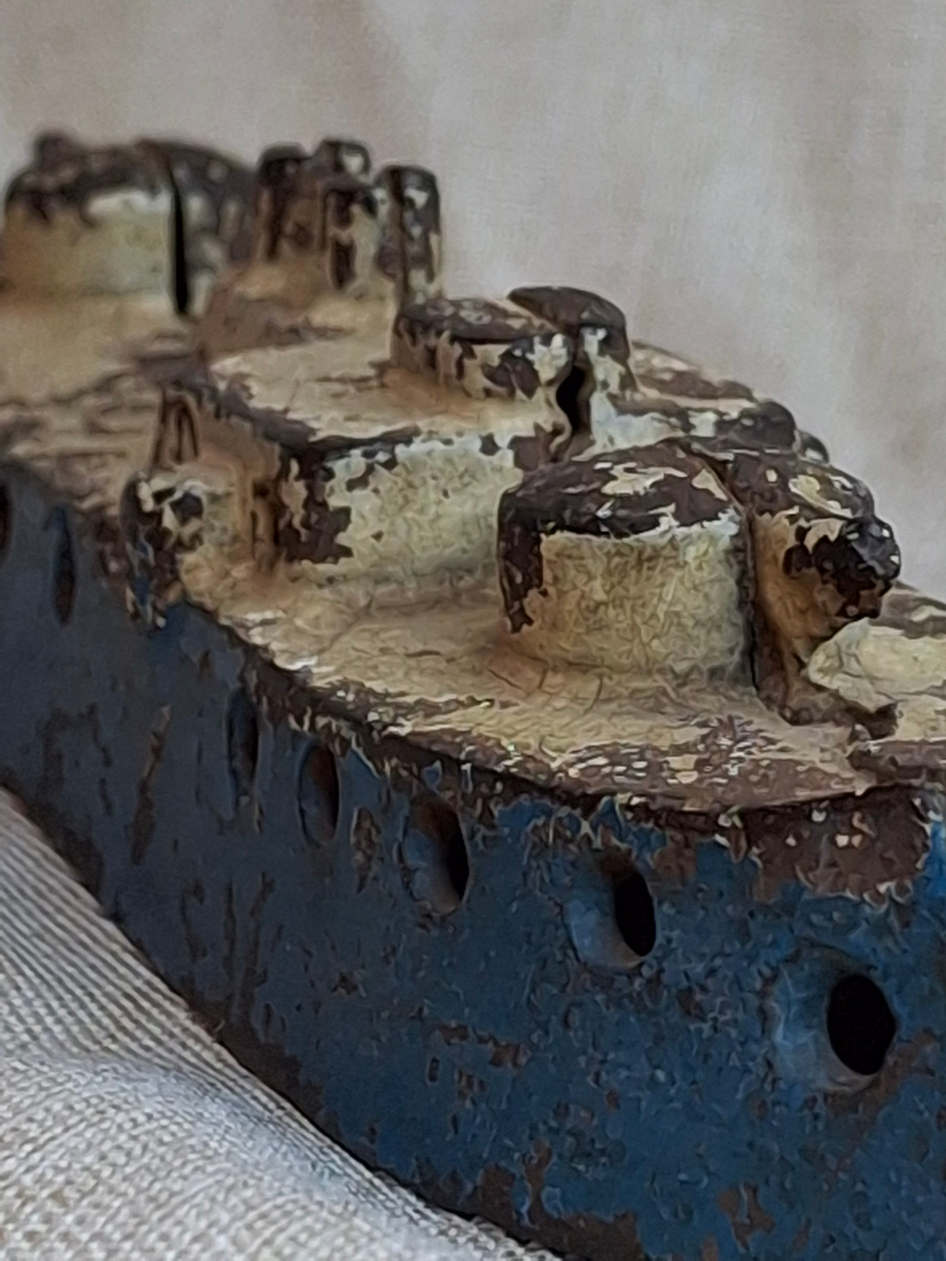 Antique 1915 Kenton Cast Iron Battleship Still Bank - Large 8.5" Model