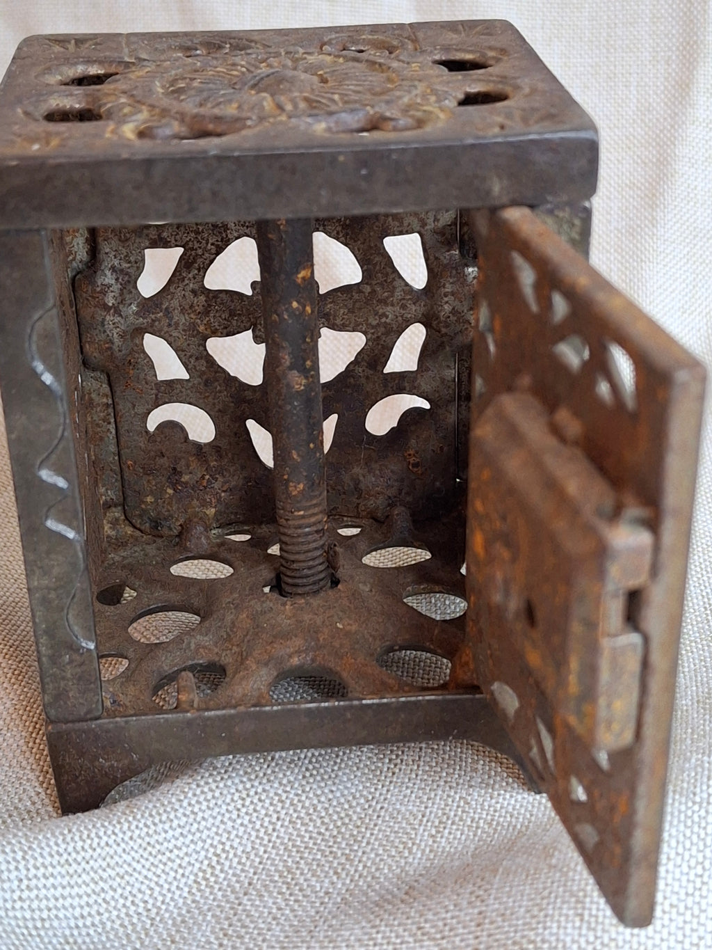 Antique J. & E. Stevens Cast Iron Safe Bank Pat June 2 1896 Ornate Still Bank
